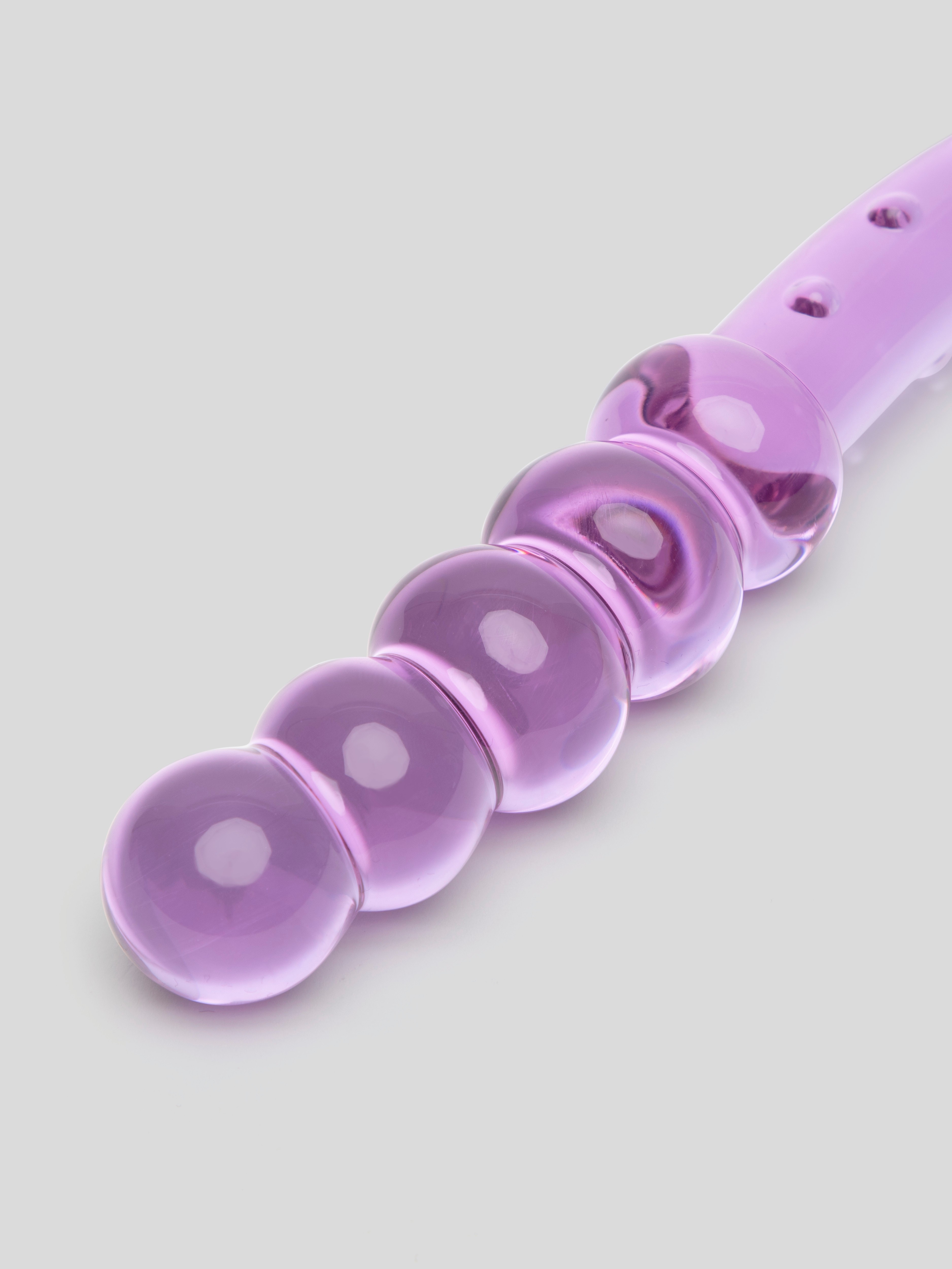 Lovehoney Sensual Glass Beaded Textured Dildo, Purple, hi-res