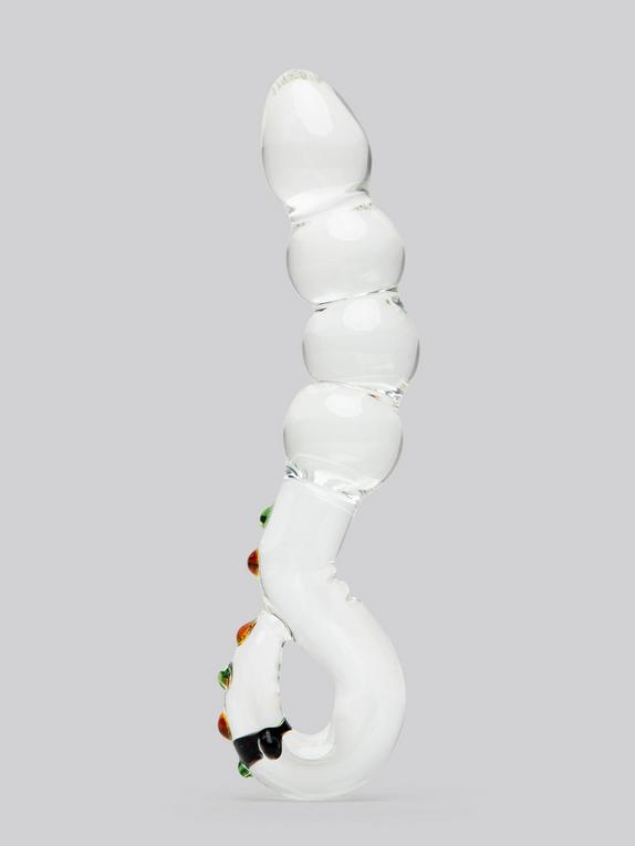 Lovehoney Sensual Glass Curved Beaded Dildo, Clear, hi-res