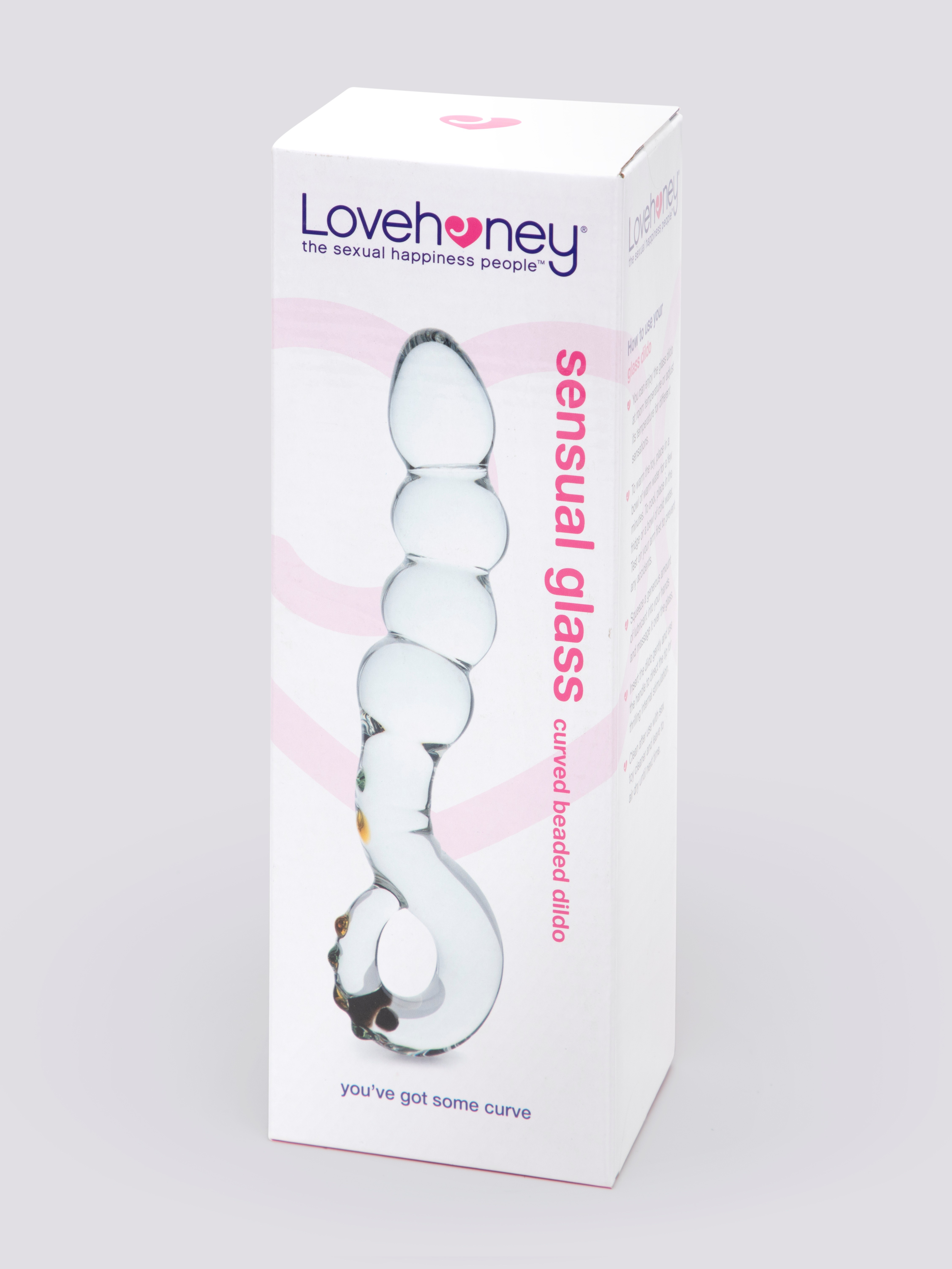 Lovehoney Sensual Glass Curved Beaded Dildo, Clear, hi-res