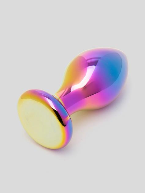 Lovehoney Sensual Glass Small Iridescent Butt Plug 3 Inch, Rainbow, hi-res