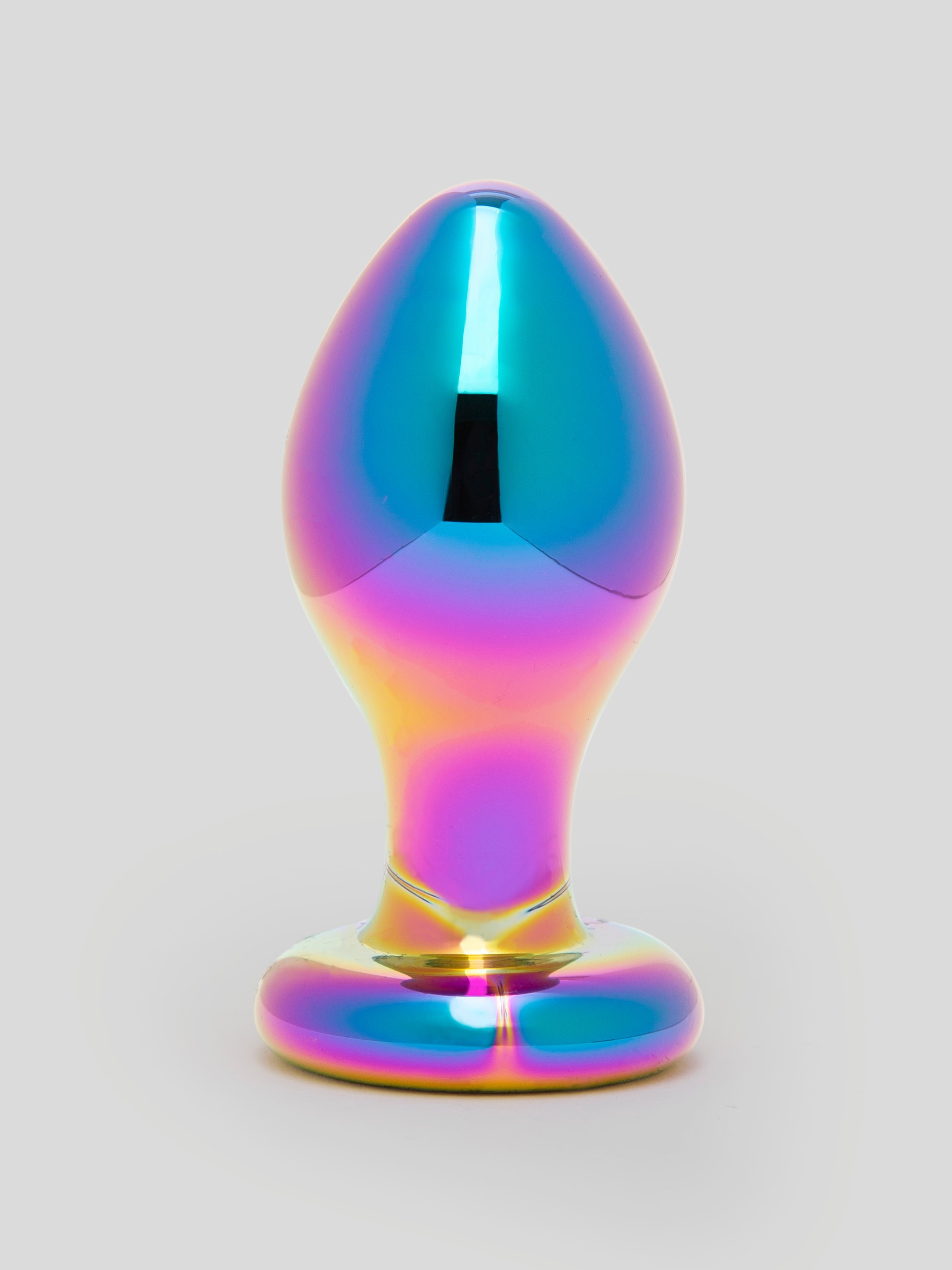 Lovehoney Sensual Glass Small Iridescent Butt Plug 3 Inch, Rainbow, hi-res