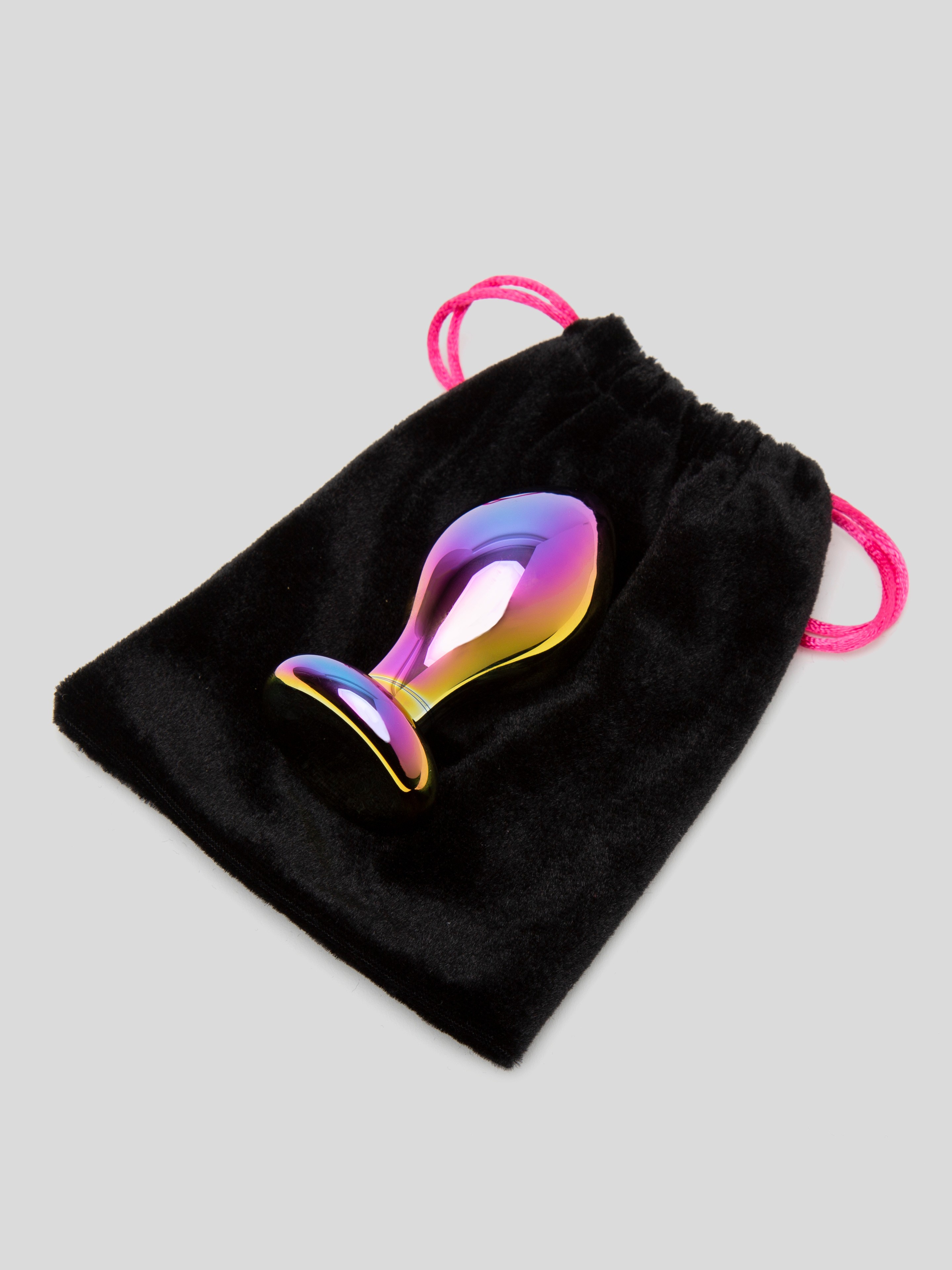 Lovehoney Sensual Glass Small Iridescent Butt Plug 3 Inch, Rainbow, hi-res