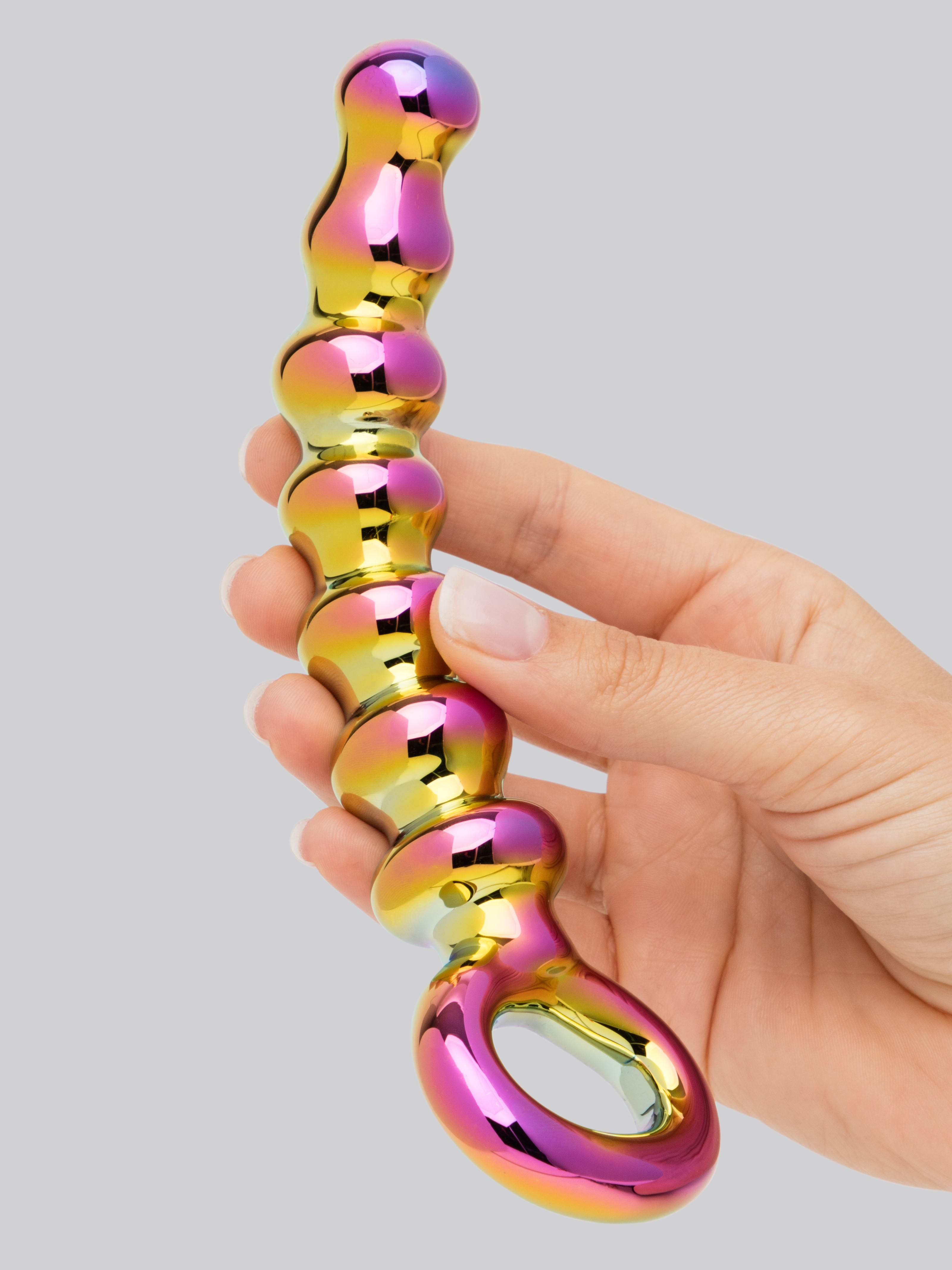 Lovehoney Sensual Glass Iridescent Anal Beads, Rainbow, hi-res