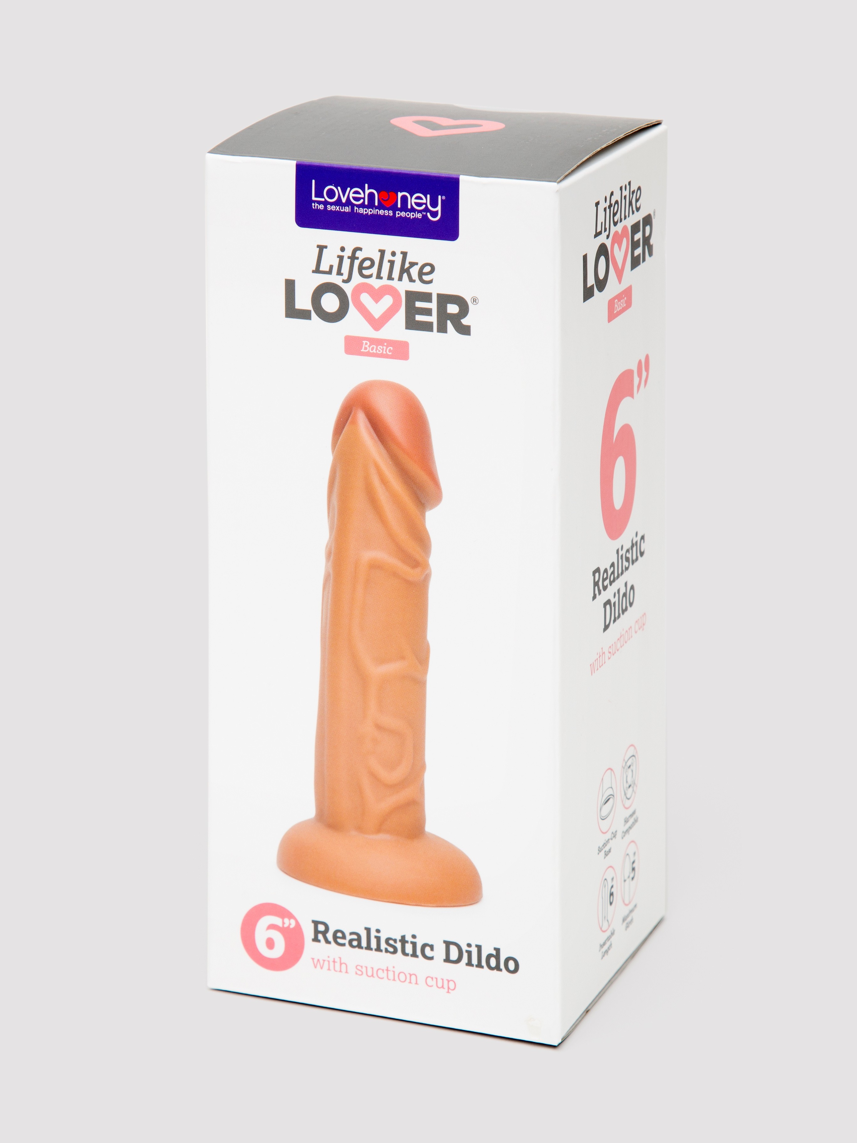 Lifelike Lover Basic Realistic Suction Cup Dildo 6 Inch, Flesh Tan, hi-res