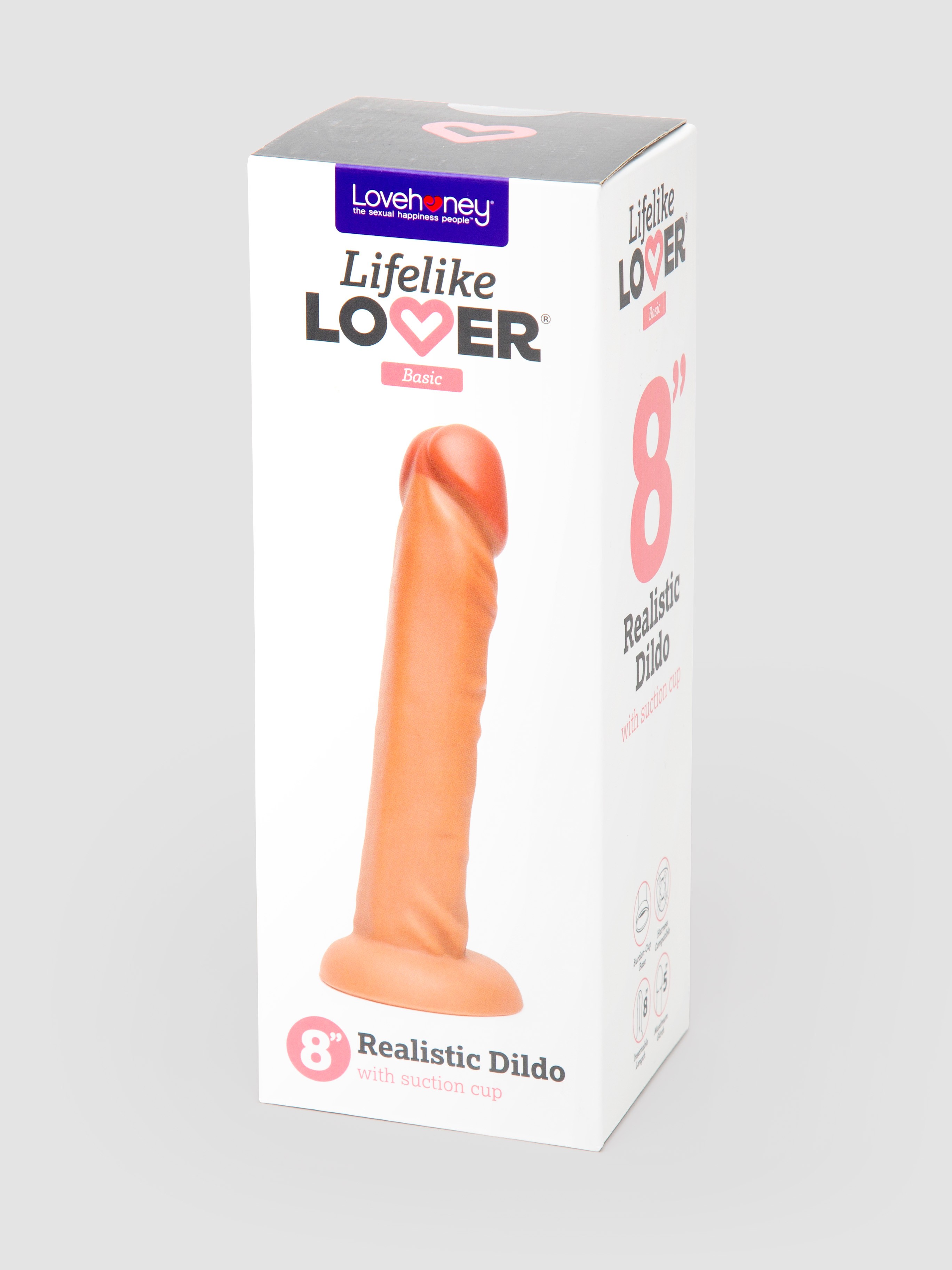 Lifelike Lover Basic Realistic Suction Cup Dildo 8 Inch, Flesh Tan, hi-res