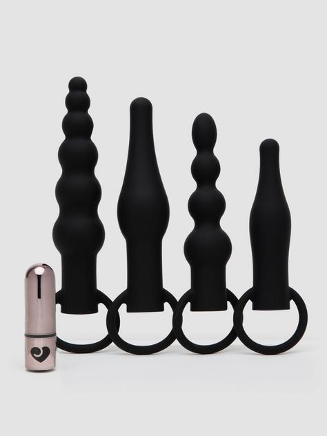 Lovehoney The Booty Bunch Rechargeable Vibrating Butt Plug Set (5 Piece), Black, hi-res