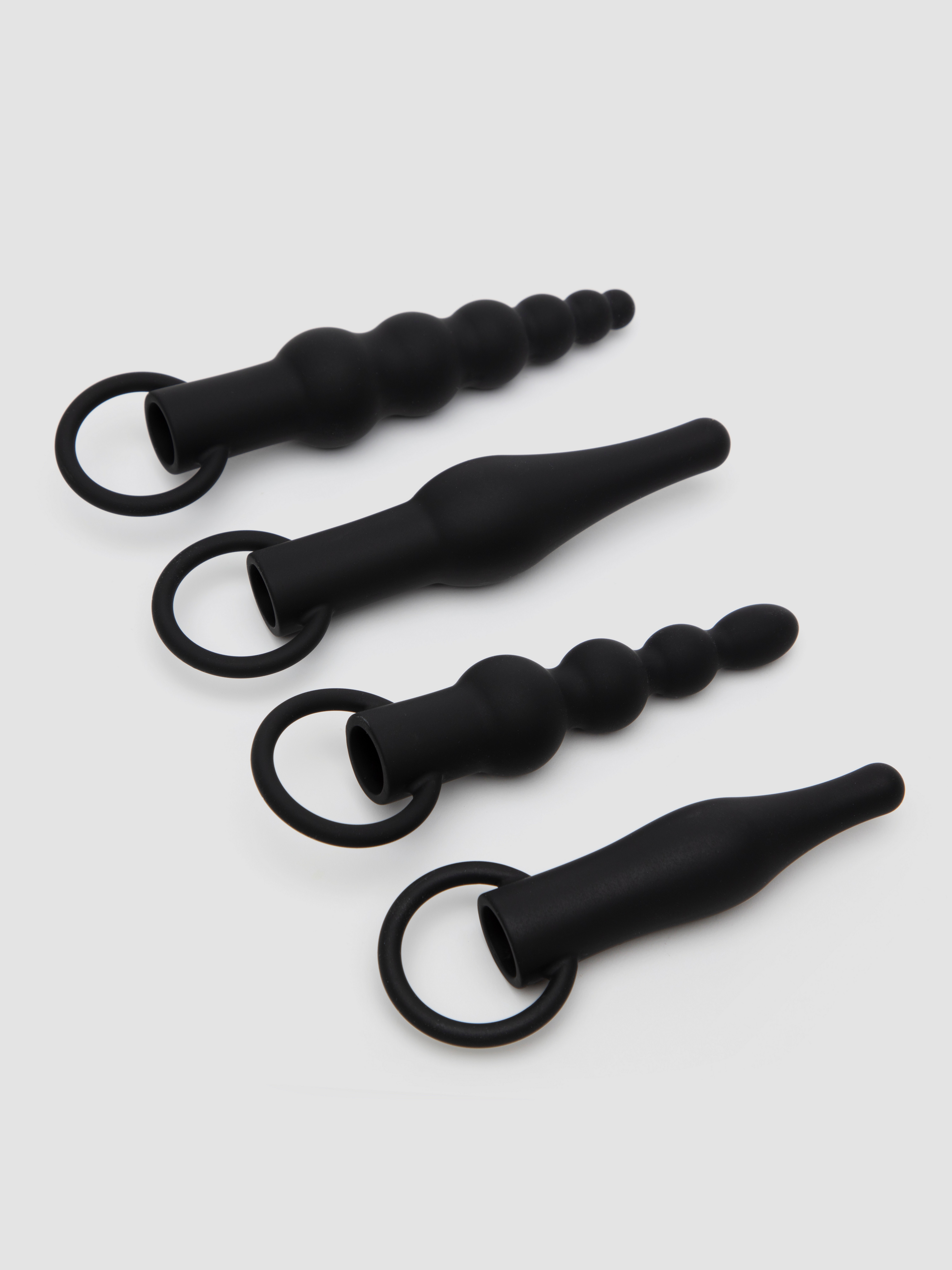 Lovehoney The Booty Bunch Rechargeable Vibrating Butt Plug Set (5 Piece), Black, hi-res