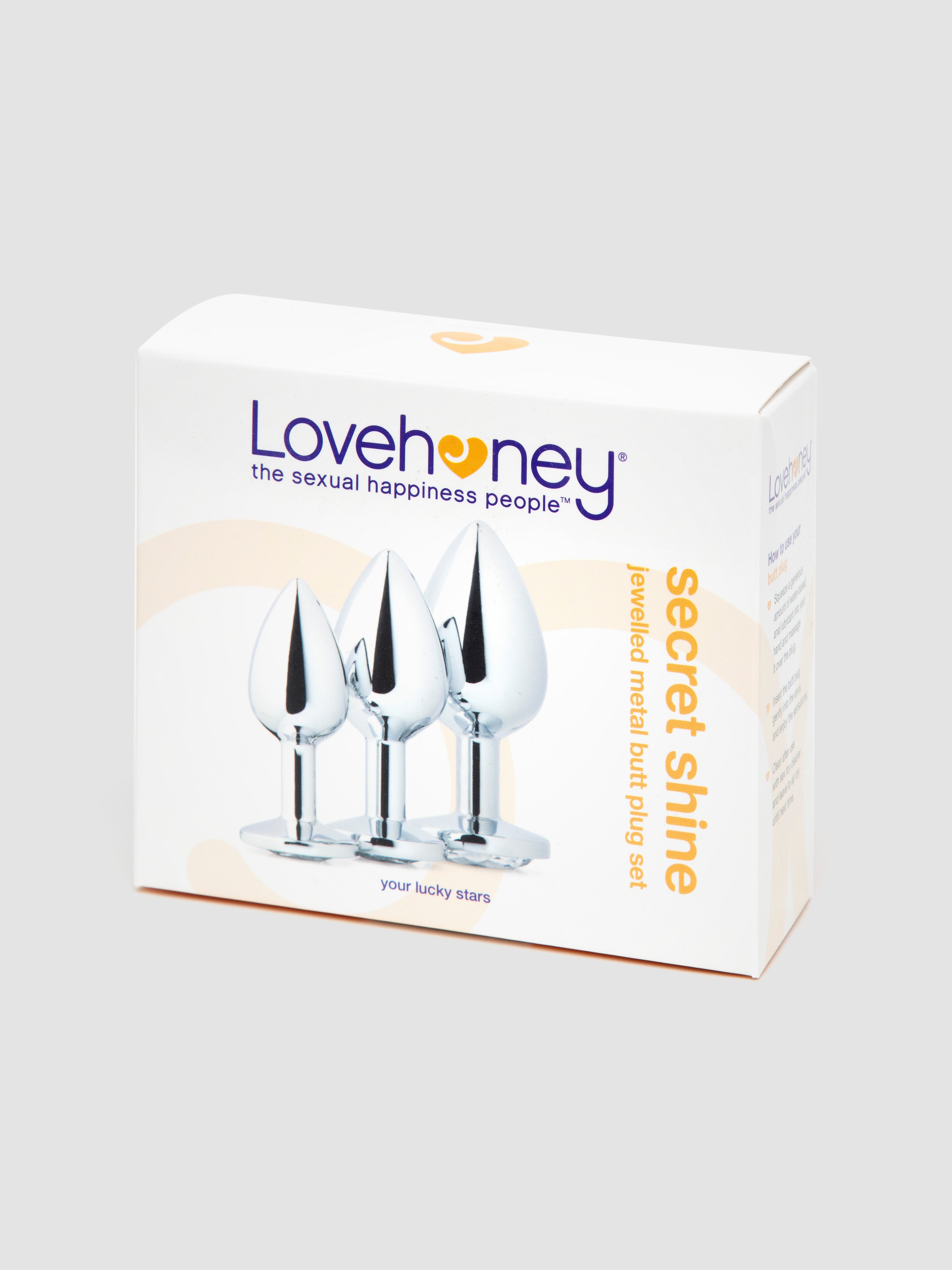 Lovehoney Jewelled Metal Butt Plug Set (3 Piece), Silver, hi-res