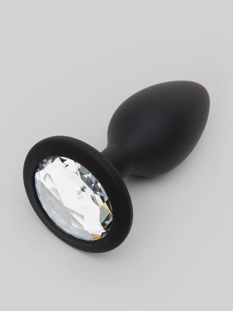 Plug anal métal base cristal 8 cm, Lovehoney , Noir, hi-res