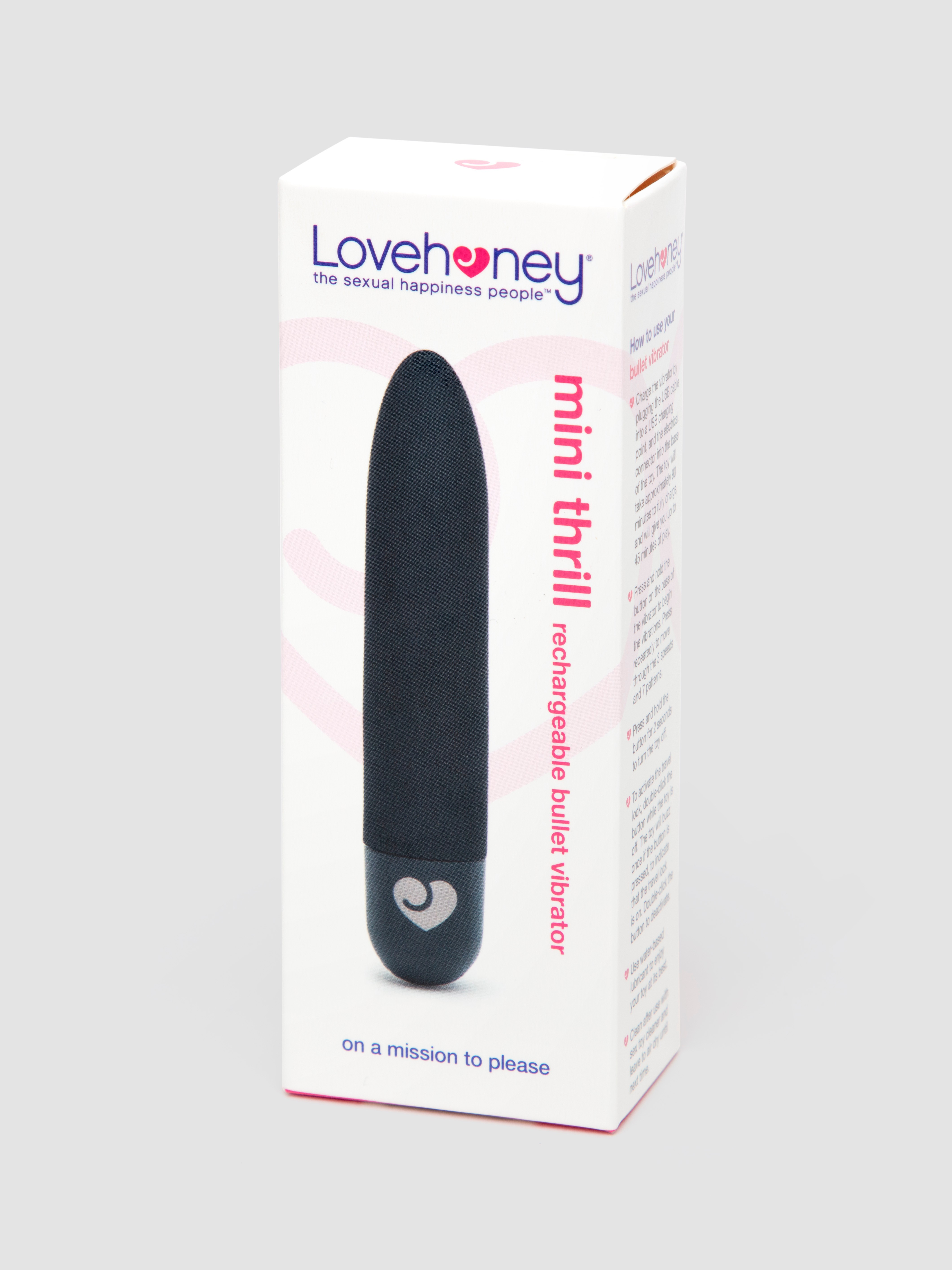 Lovehoney Mini Thrill Rechargeable Silicone Bullet Vibrator, Black, hi-res