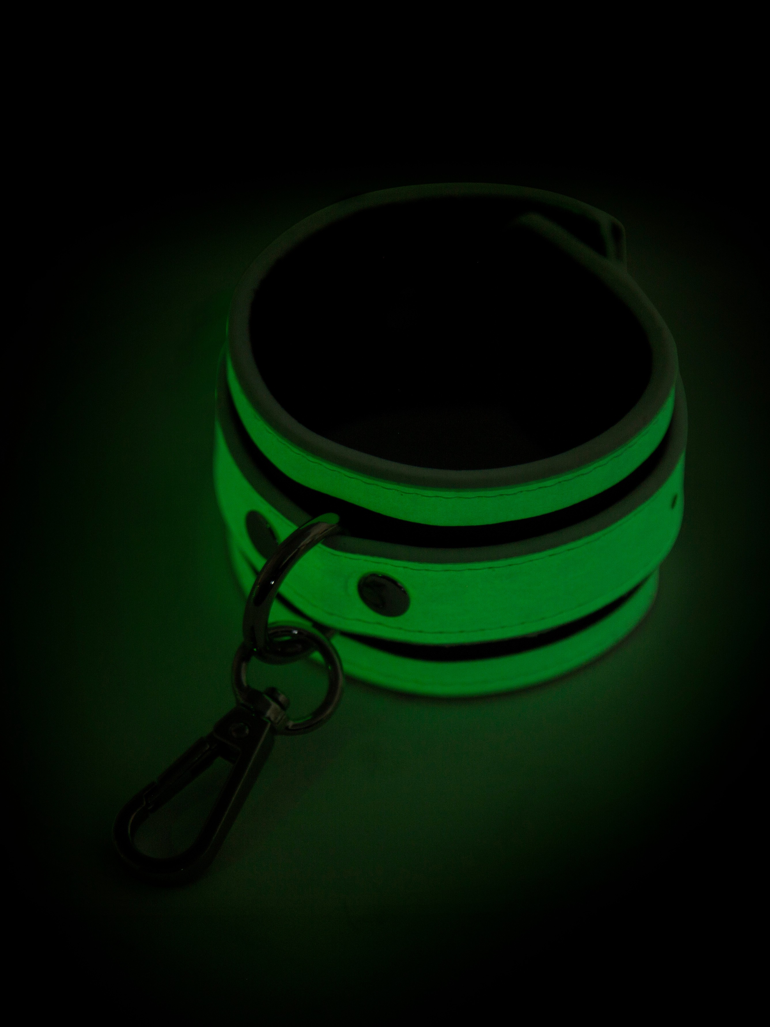 Bondage Boutique Glow-in-the-Dark Wrist Cuffs, Black, hi-res