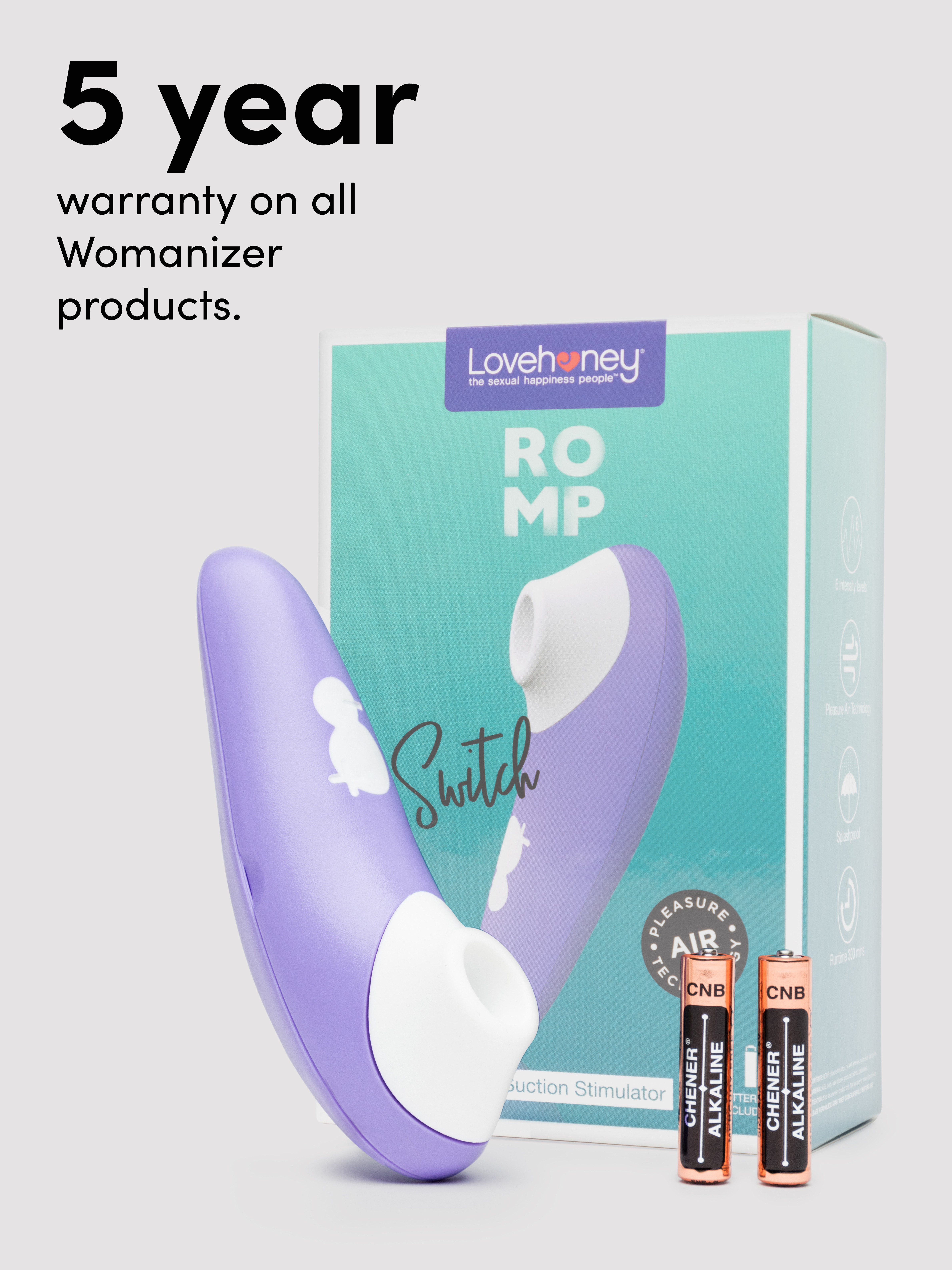 Lovehoney X ROMP Switch Clitoral Suction Stimulator, Purple, hi-res