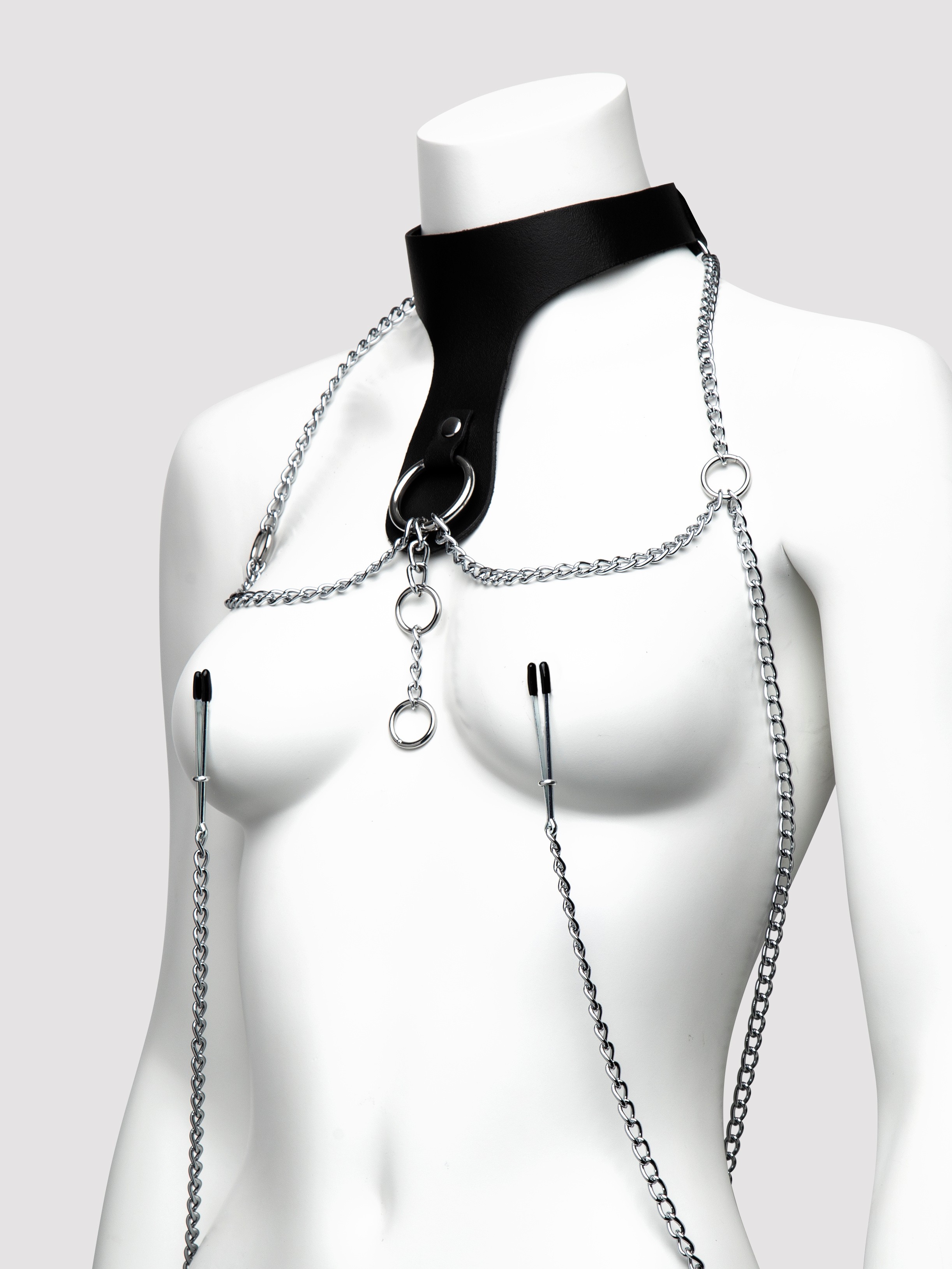 DOMINIX Deluxe Leather Collar with Clamps, Black, hi-res