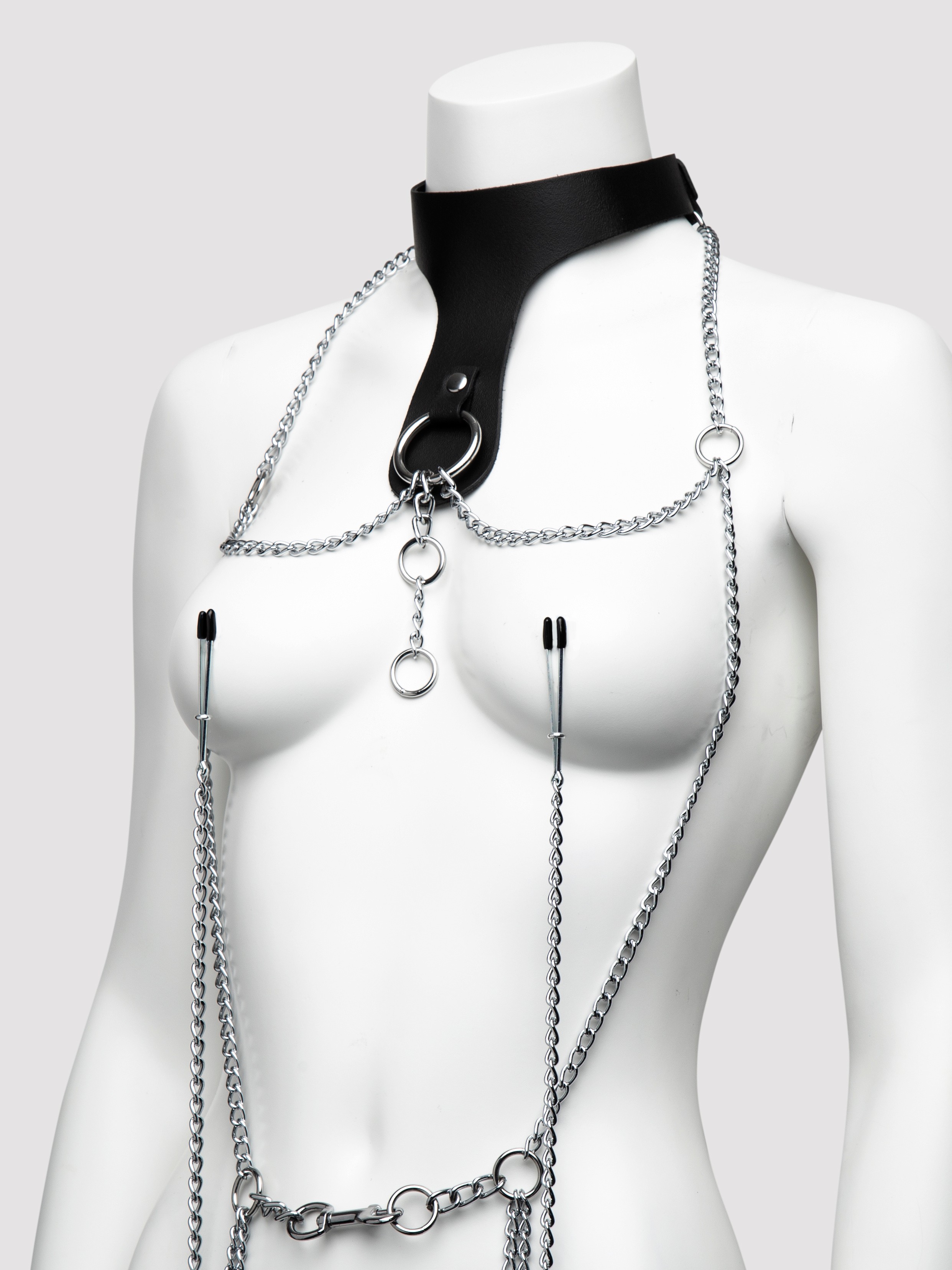 DOMINIX Deluxe Leather Collar with Clamps, Black, hi-res