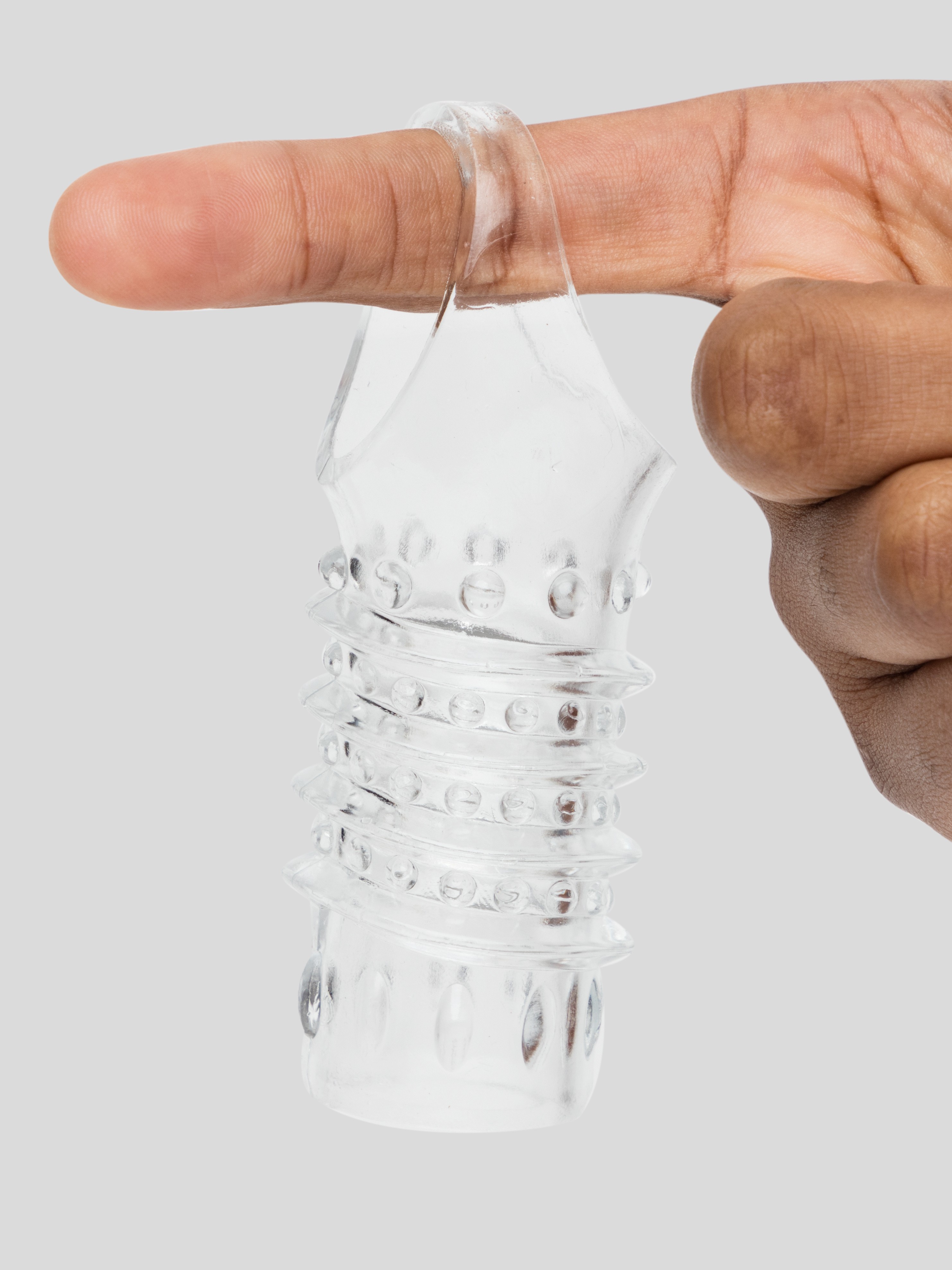 Lovehoney Bumpy Ride Textured Penis Sleeve with Ball Loop, Clear, hi-res