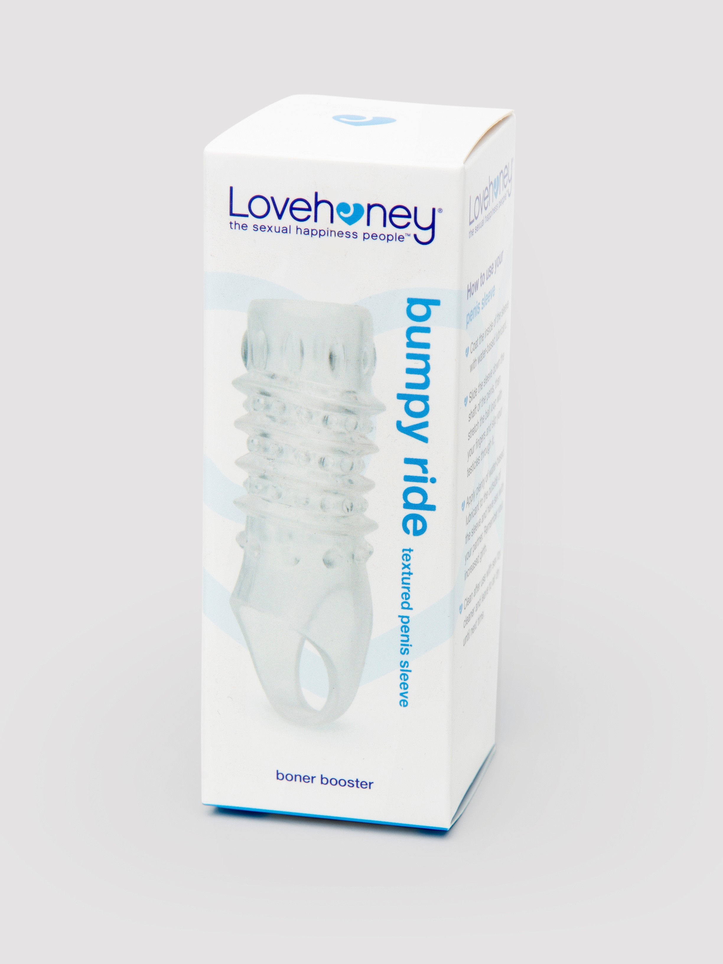 Lovehoney Bumpy Ride Textured Penis Sleeve with Ball Loop, Clear, hi-res
