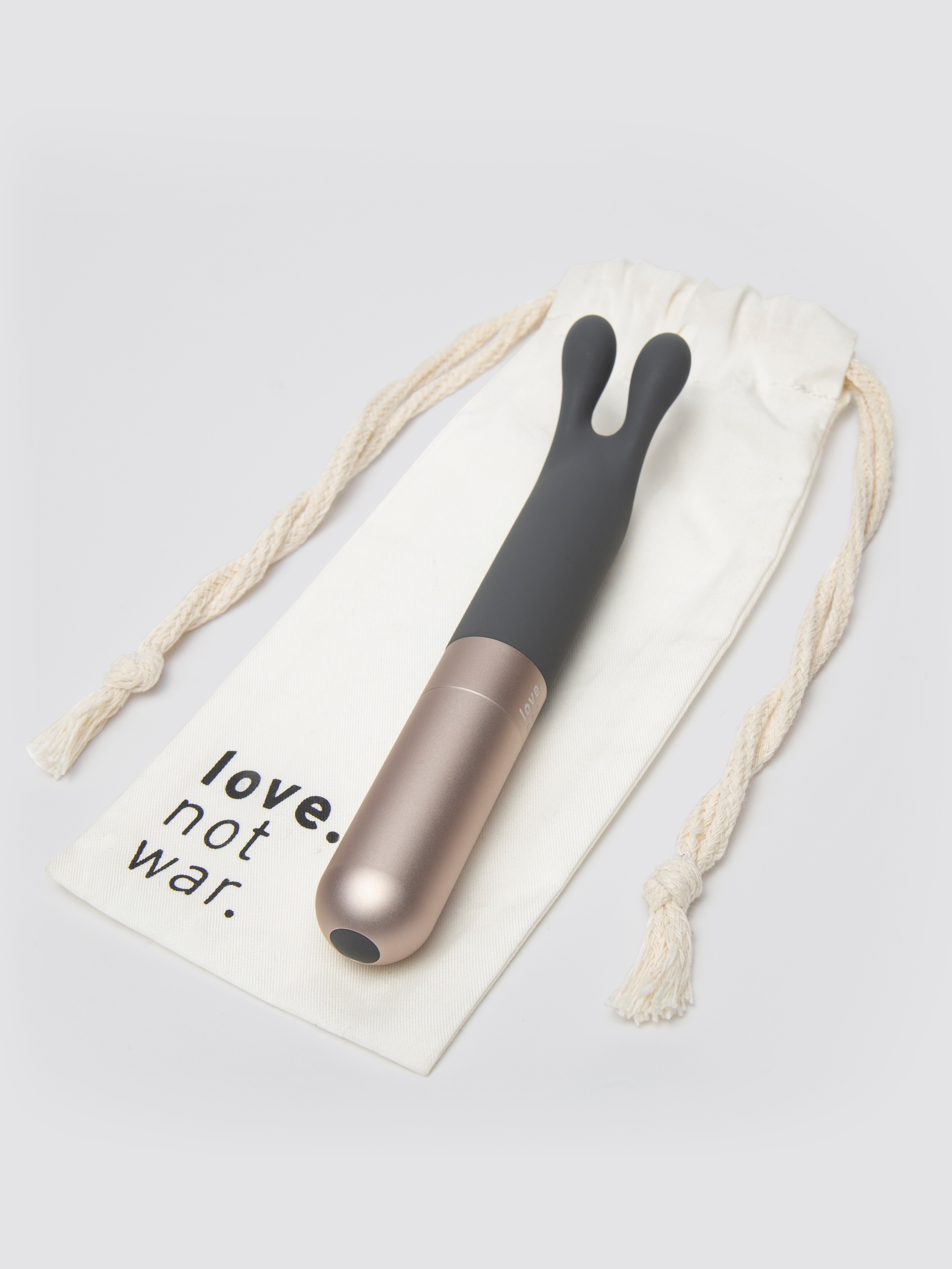 Lovehoney X Love Not War Laska Sustainable Rechargeable Rabbit Ears Vibrator, Grey, hi-res