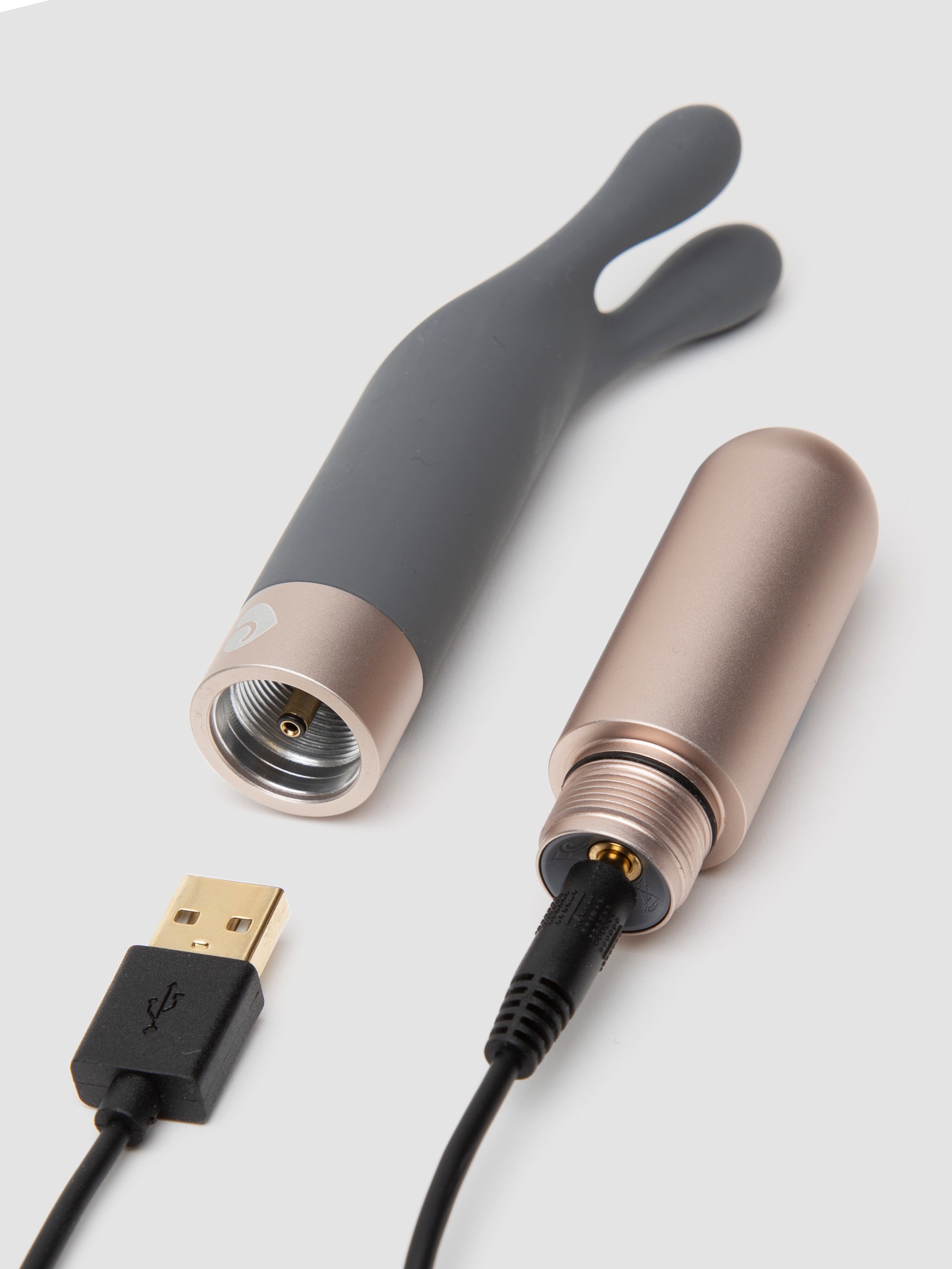 Lovehoney X Love Not War Laska Sustainable Rechargeable Rabbit Ears Vibrator, Grey, hi-res