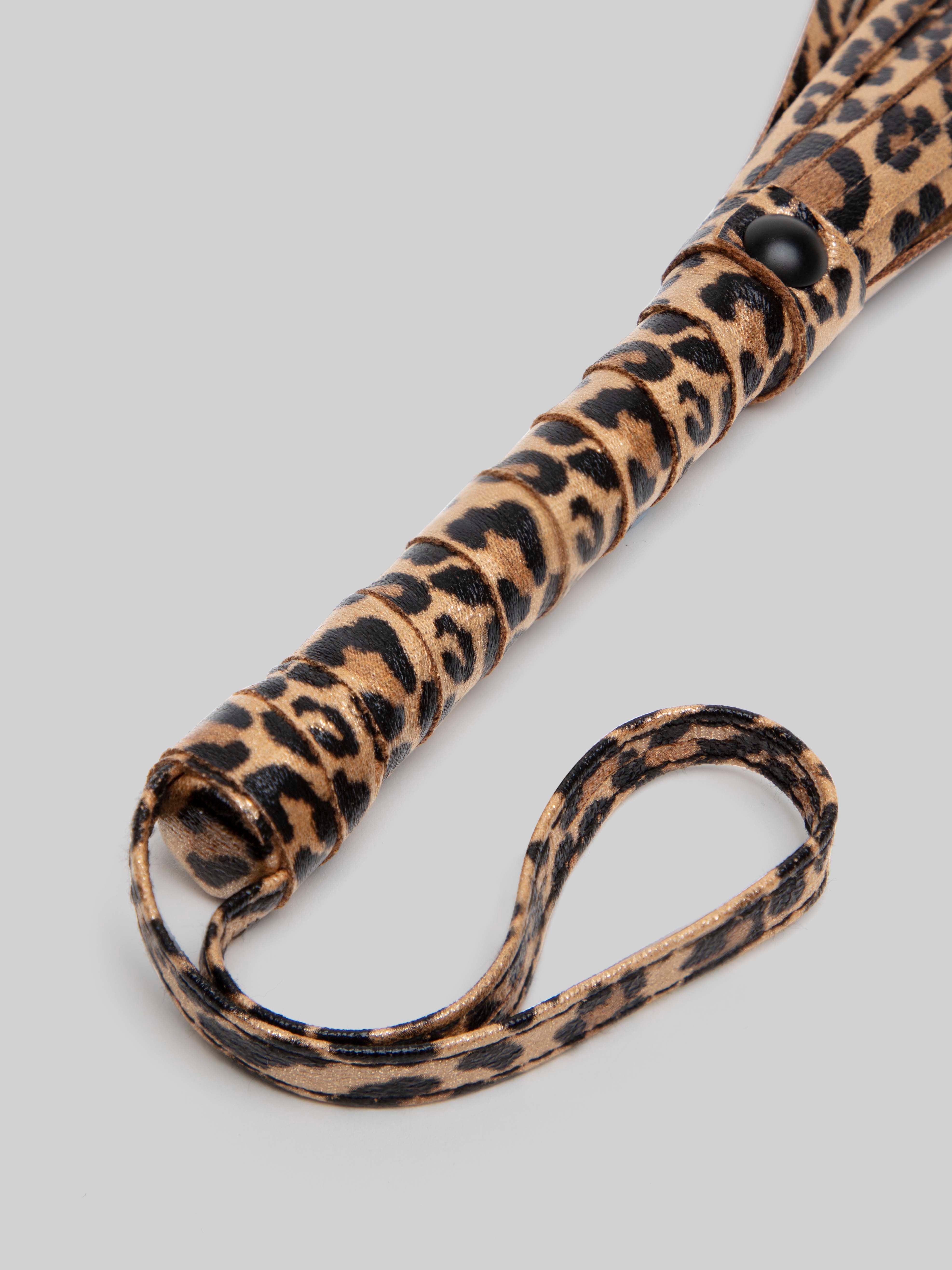 Bondage Boutique Leopard Print Small Flogger, Black, hi-res