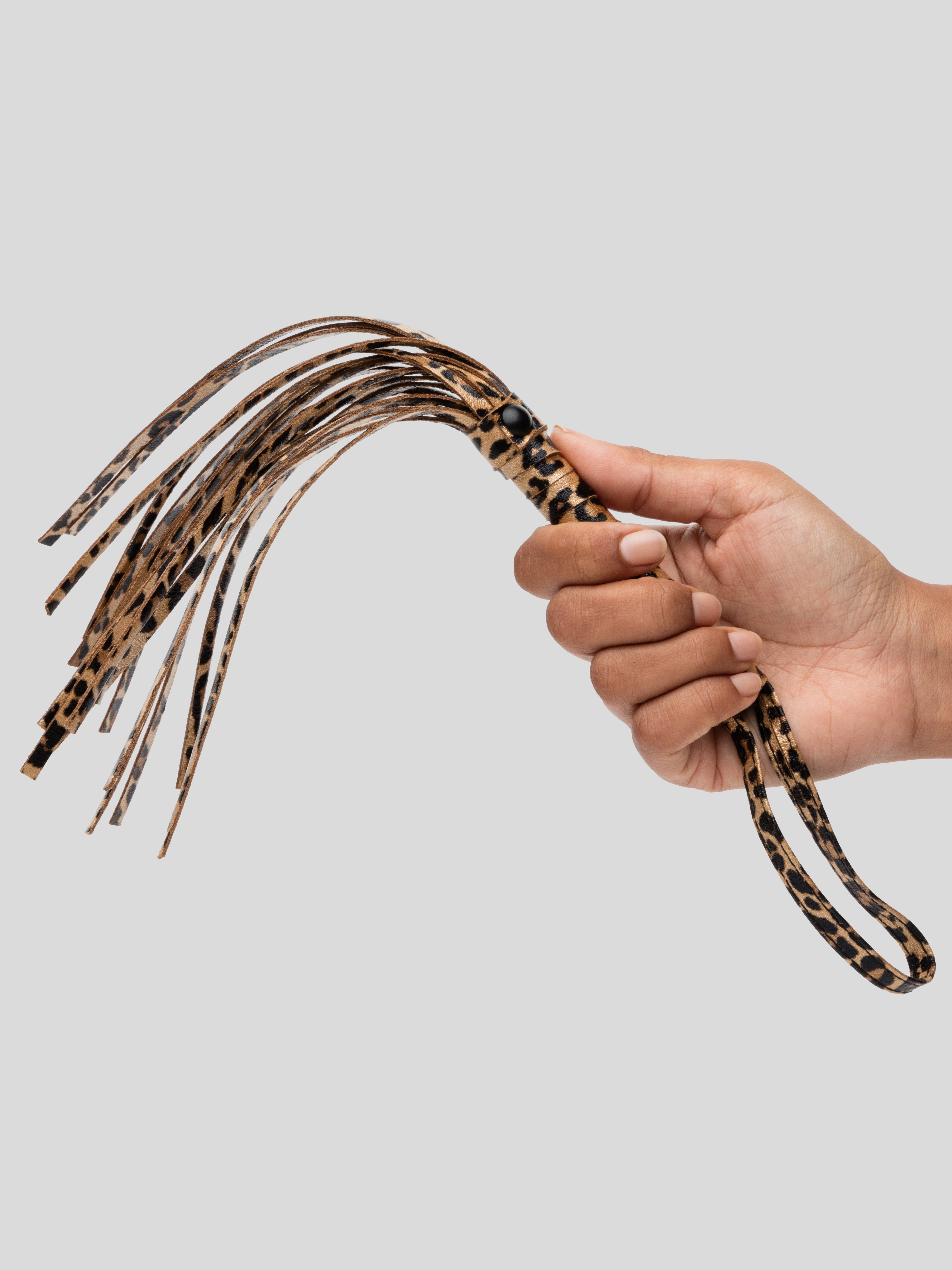 Bondage Boutique Leopard Print Small Flogger, Black, hi-res