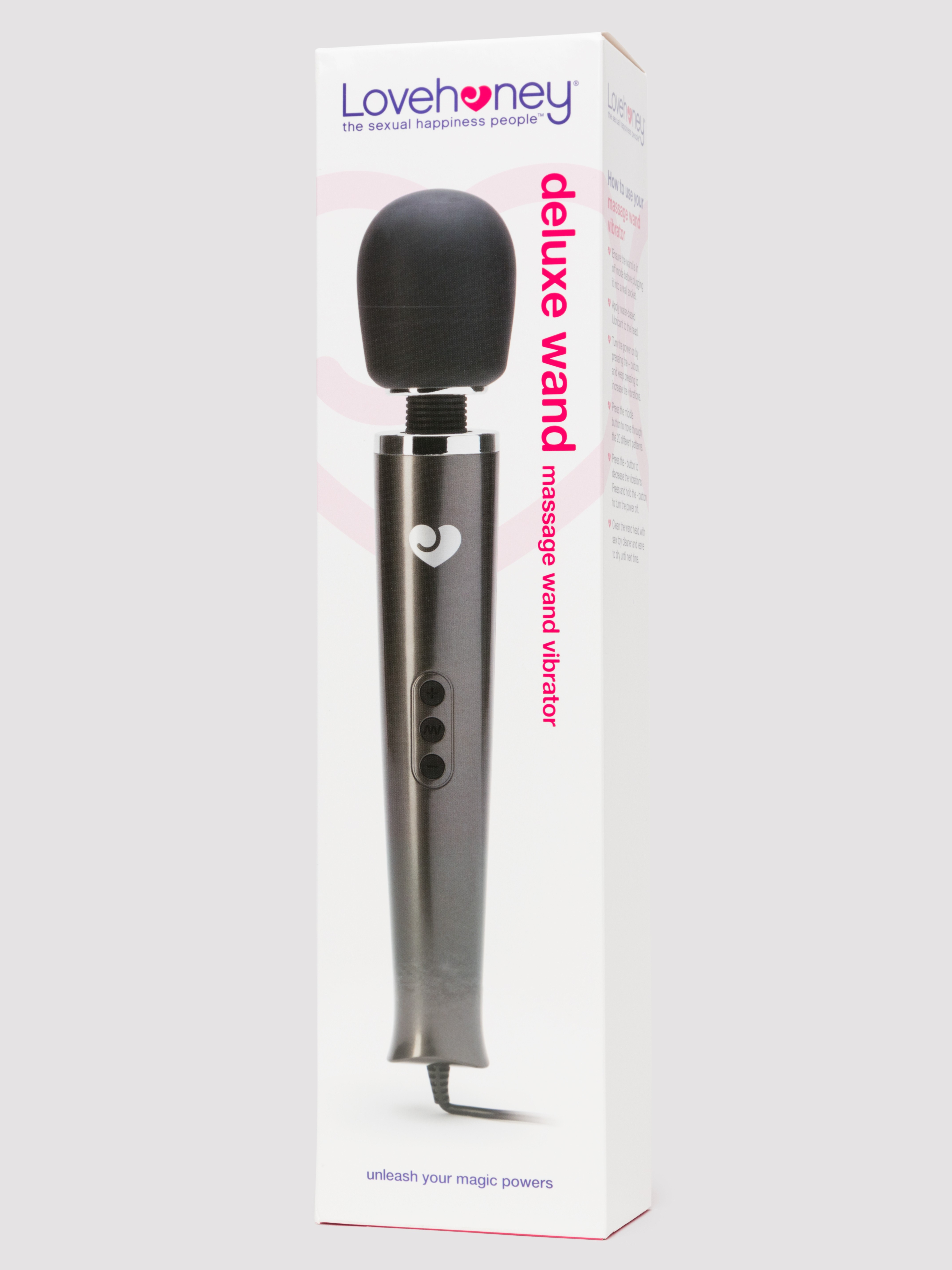 Lovehoney Deluxe Black Extra Powerful Mains Powered Wand Vibrator, Black, hi-res