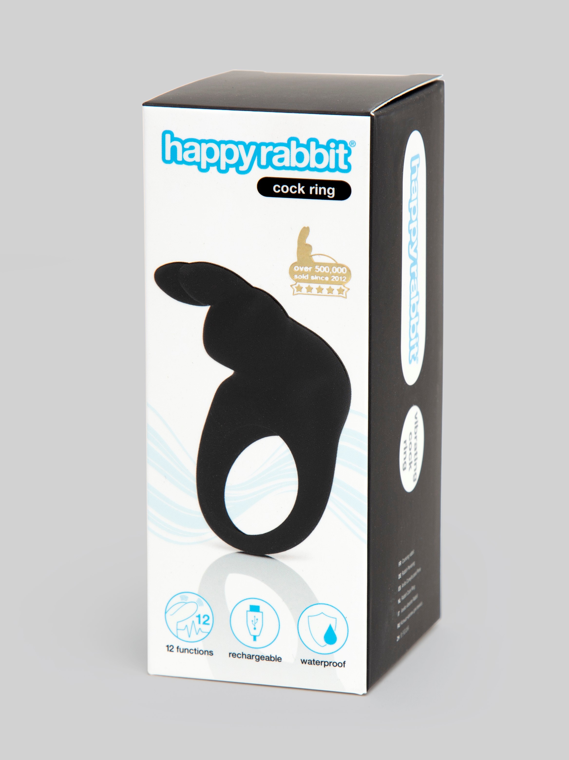 Happy Rabbit Rechargeable Rabbit Cock Ring, Black, hi-res
