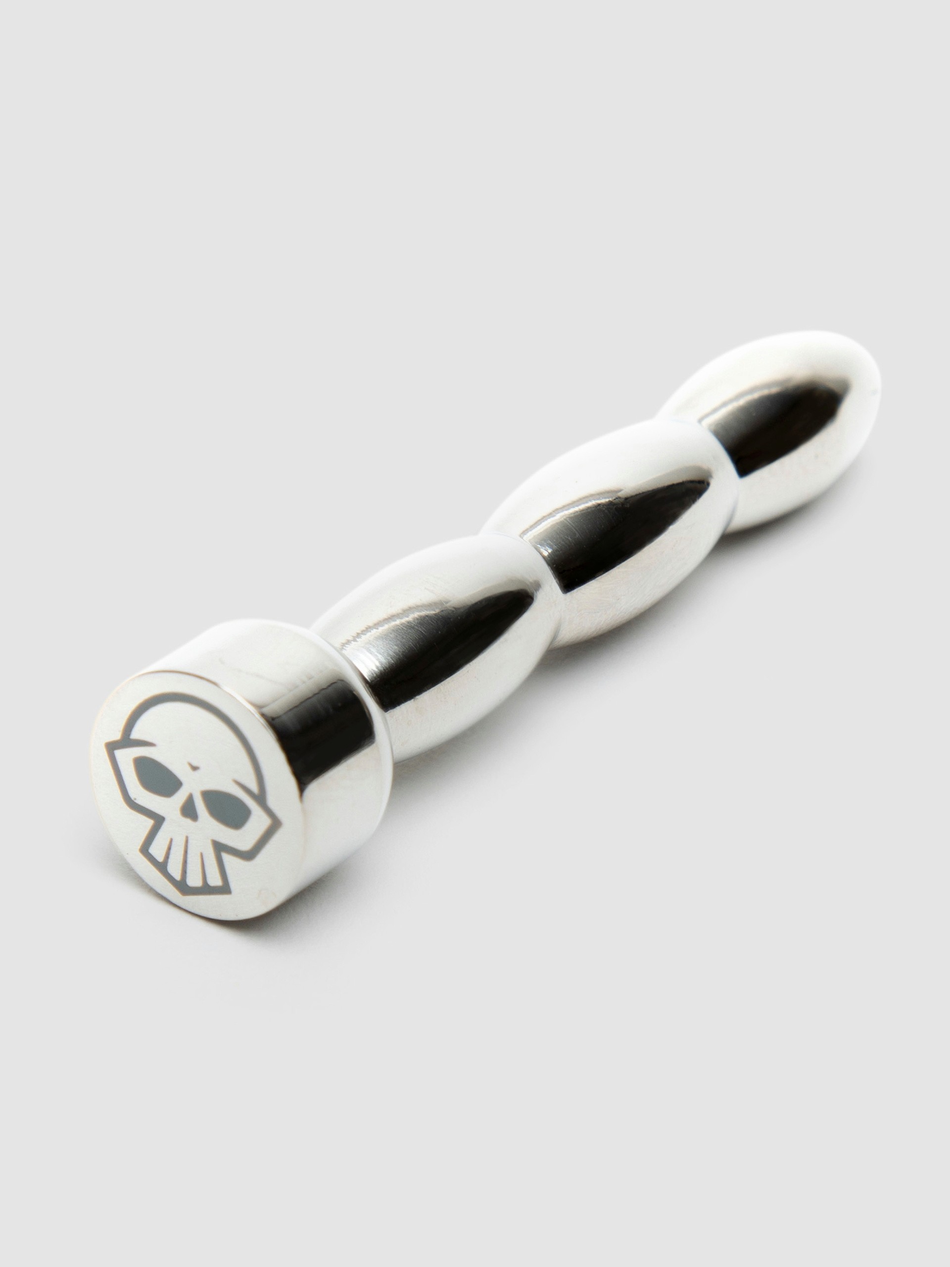 Penis Plug Stainless Steel Wavy Skull Sperm Stopper 8mm, Silver, hi-res