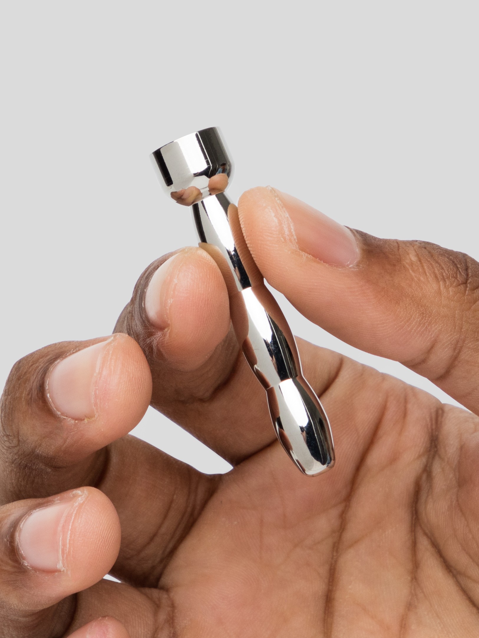 Penis Plug Stainless Steel Wavy Skull Sperm Stopper 8mm, Silver, hi-res