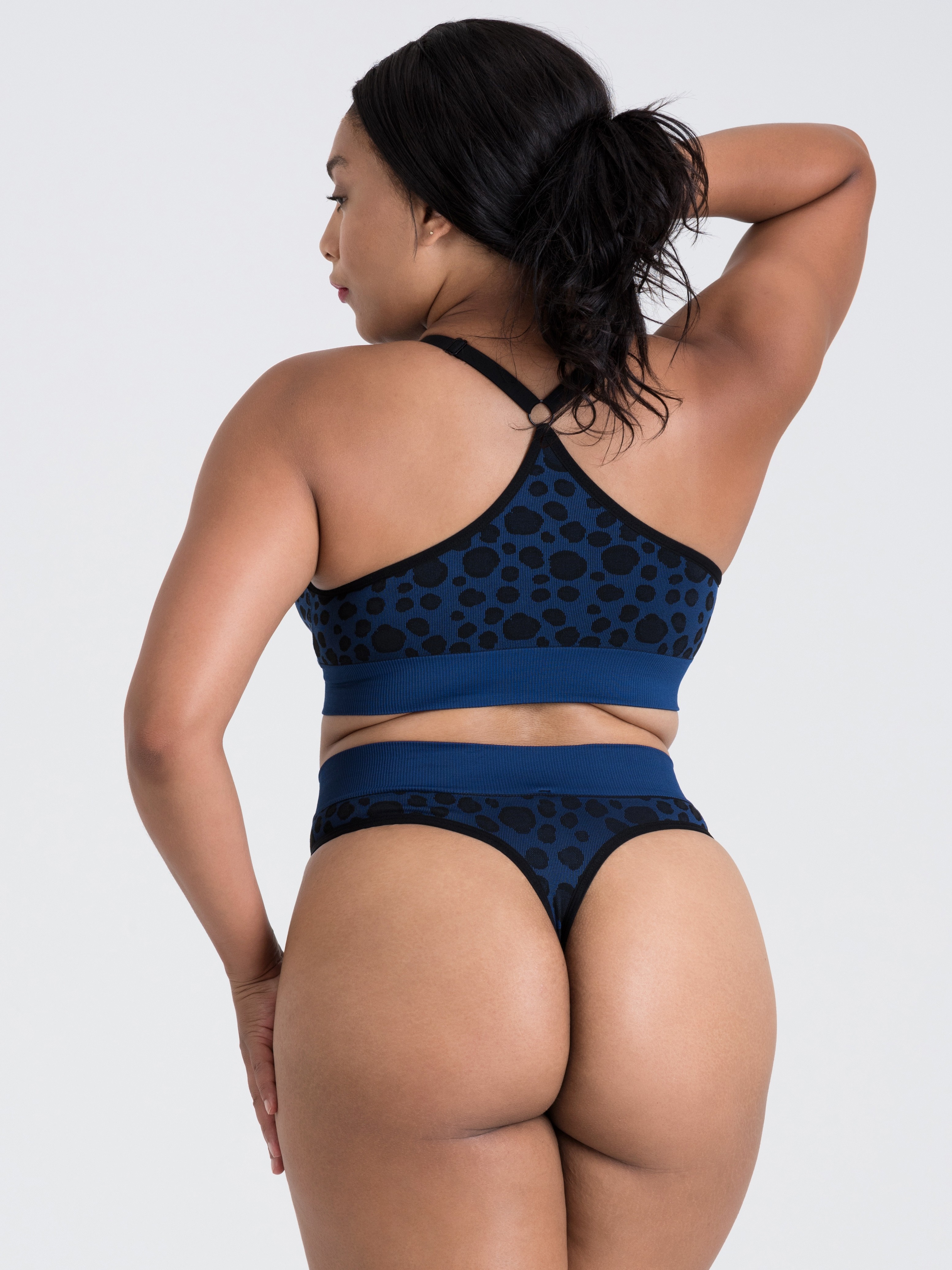 Lovehoney Mindful Blue Leopard Print Seamless Bra Set, Blue, hi-res