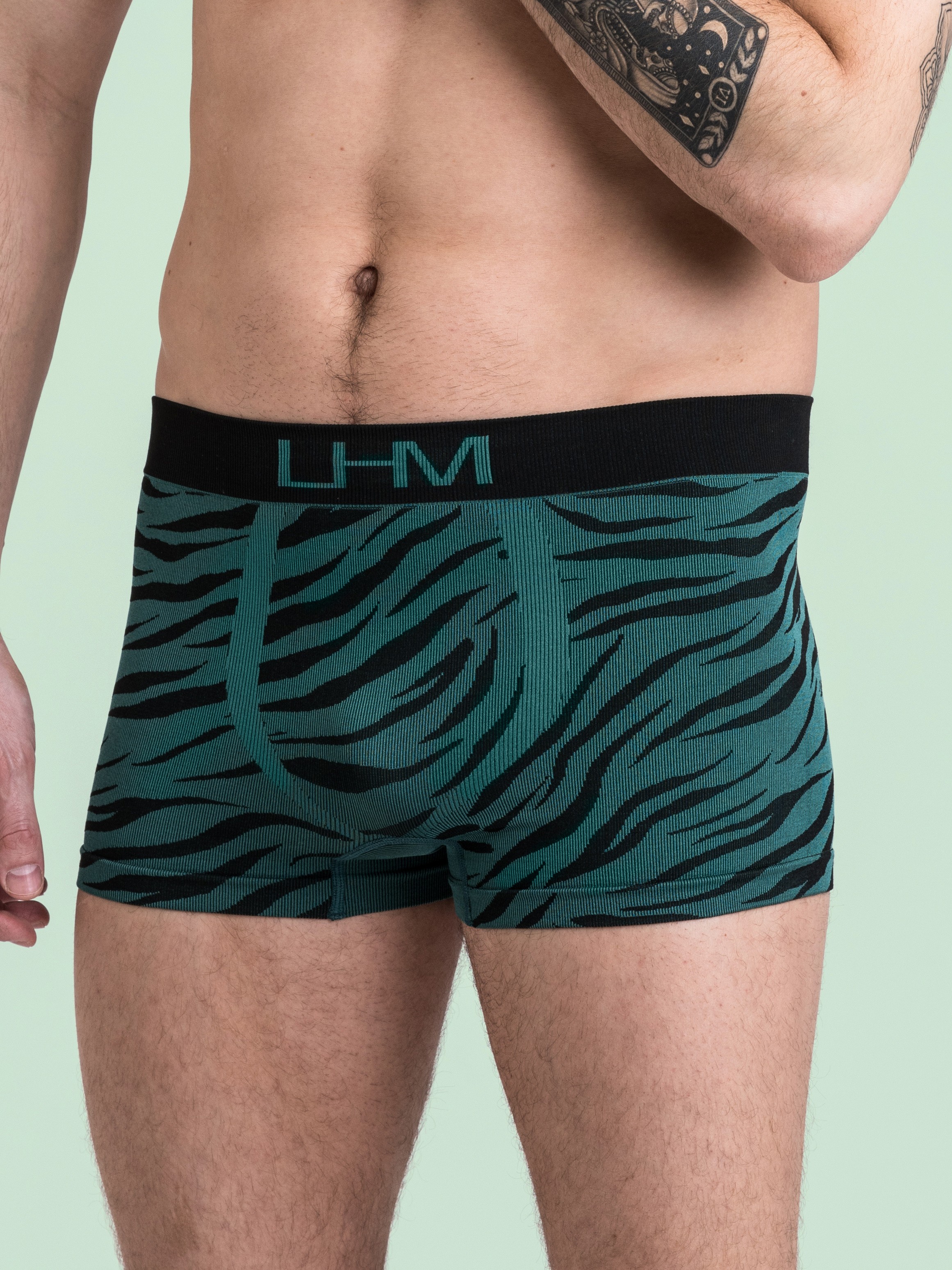 LHM Mindful Camo Leaf Seamless Boxer Shorts, Green, hi-res