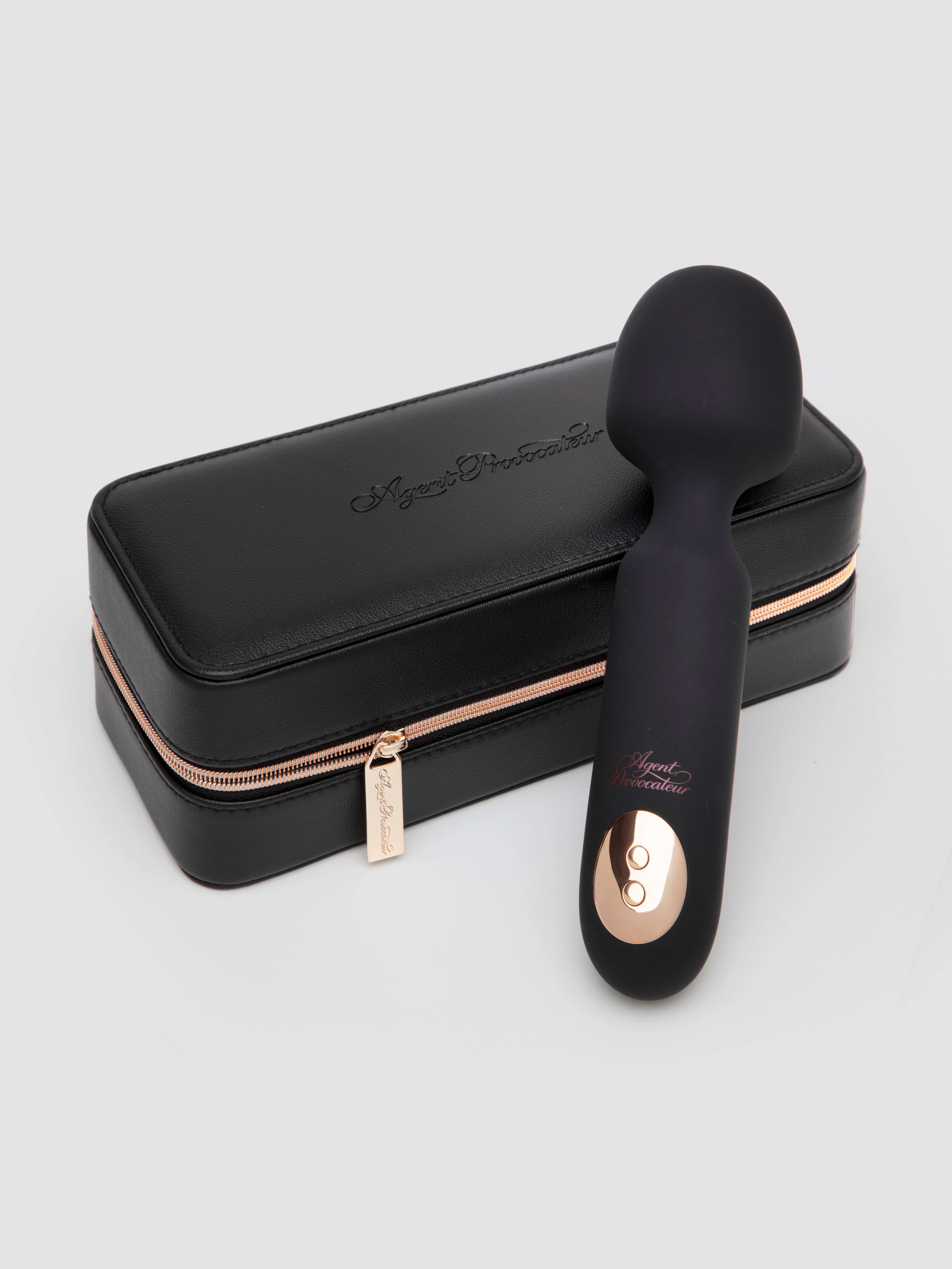Agent Provocateur X Lovehoney The Rumba Silicone Wand Vibrator, Black, hi-res