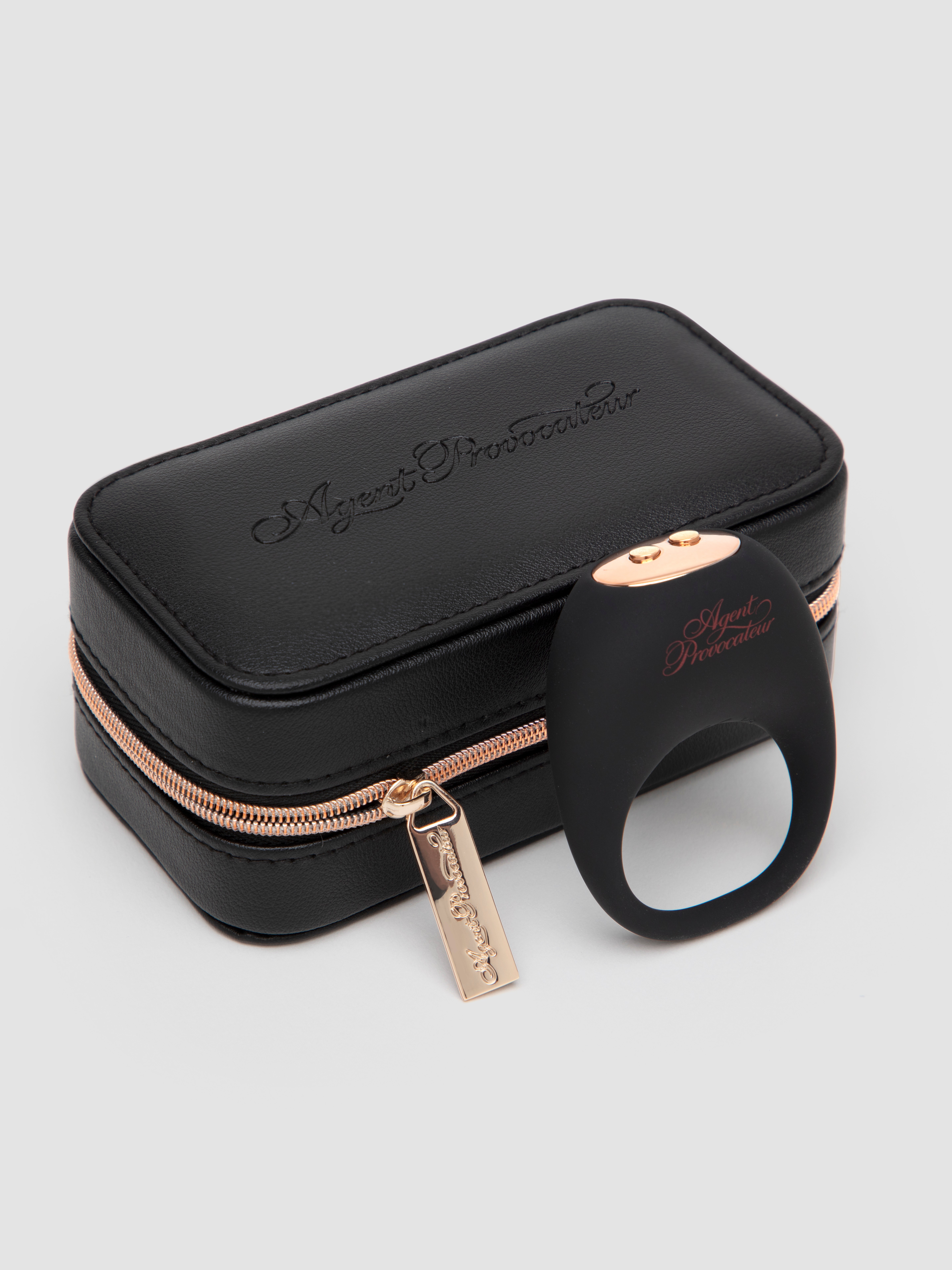 Agent Provocateur X Lovehoney The Two-Step Vibrating Silicone Ring, Black, hi-res