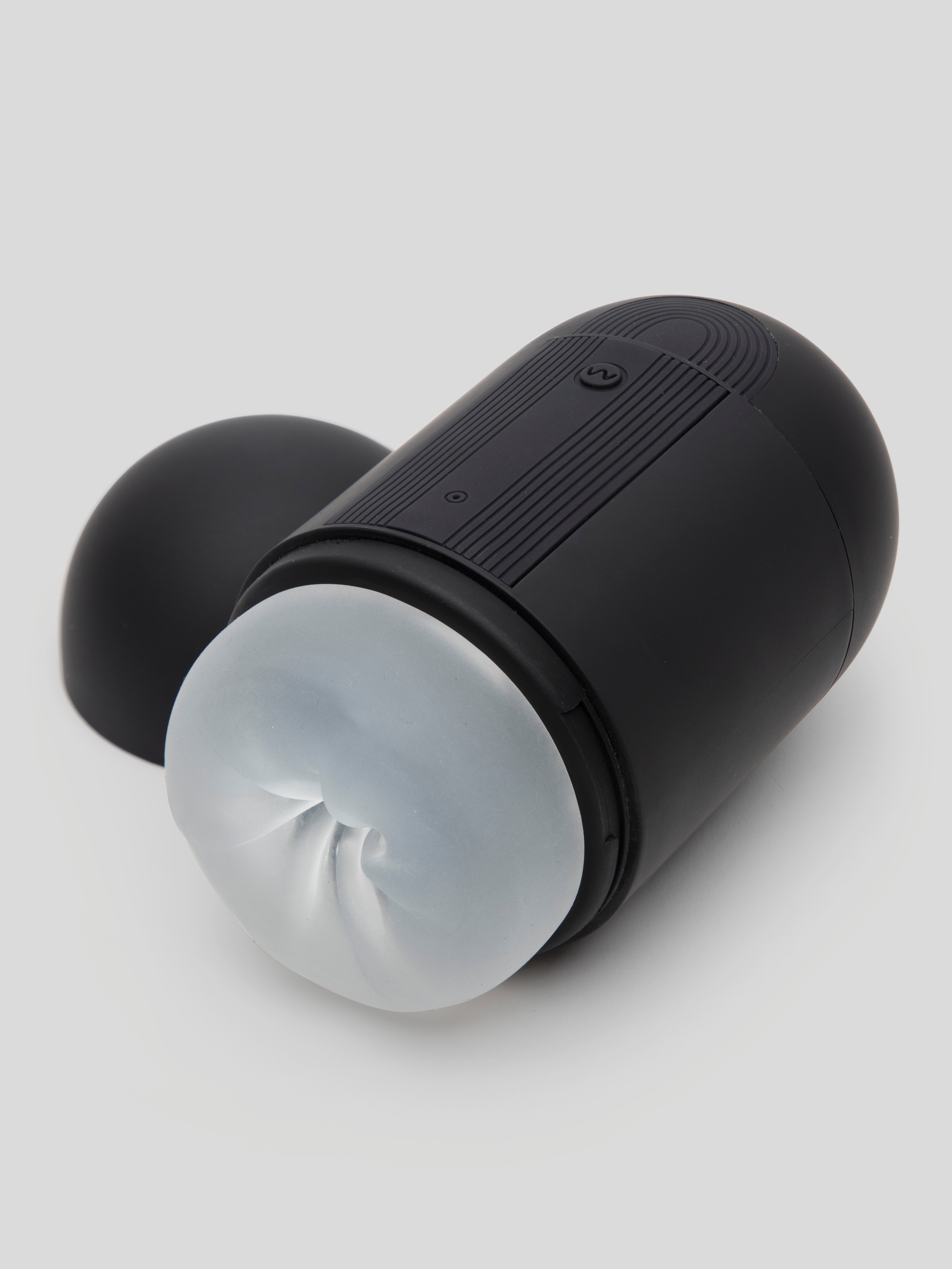  Blowmotion Real-Feel Dual Entrance Textured Vibrating Masturbator, Black, hi-res