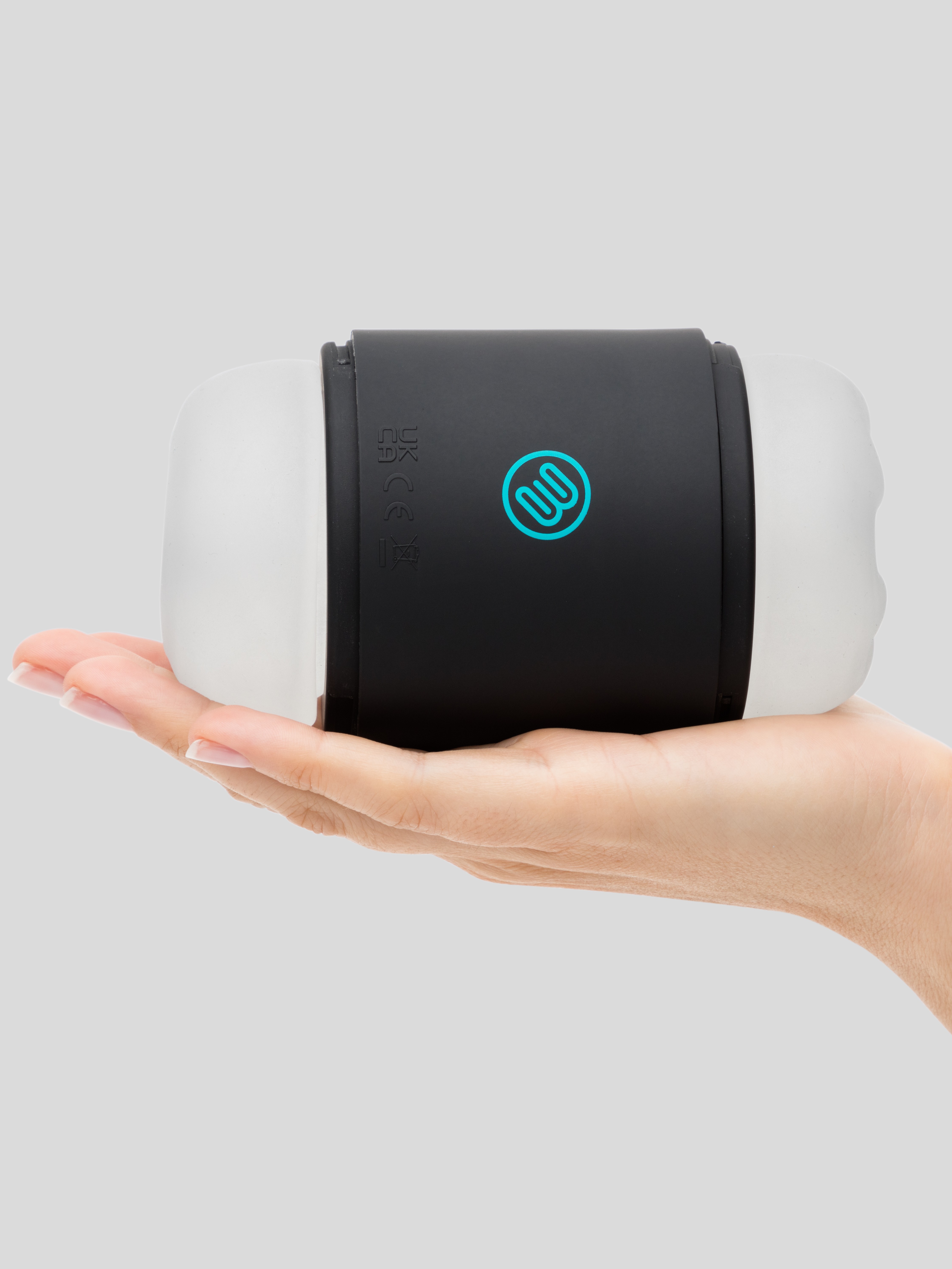  Blowmotion Real-Feel Dual Entrance Textured Vibrating Masturbator, Black, hi-res