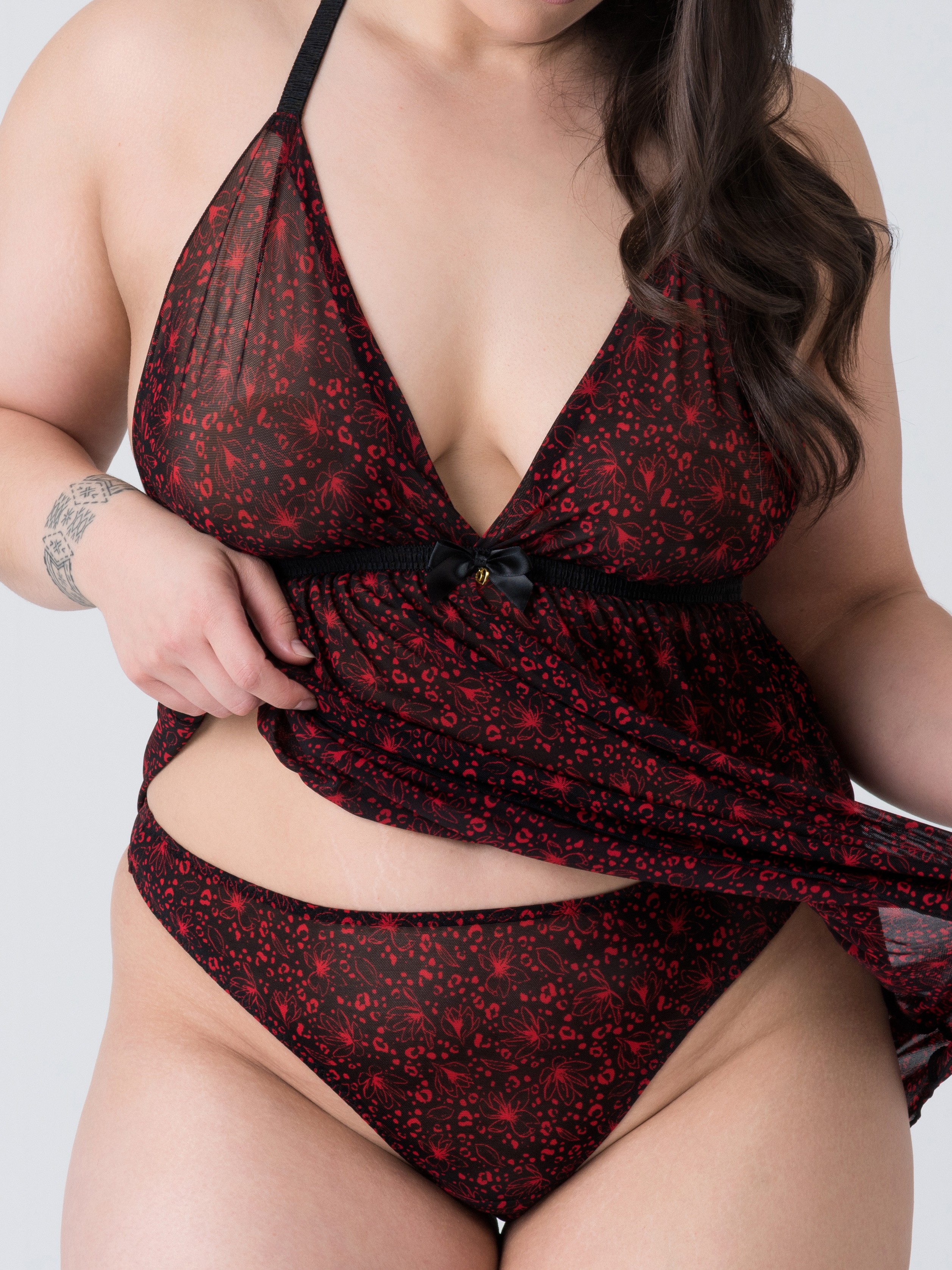 Lovehoney Saffron Kiss Babydoll Set, Black, hi-res