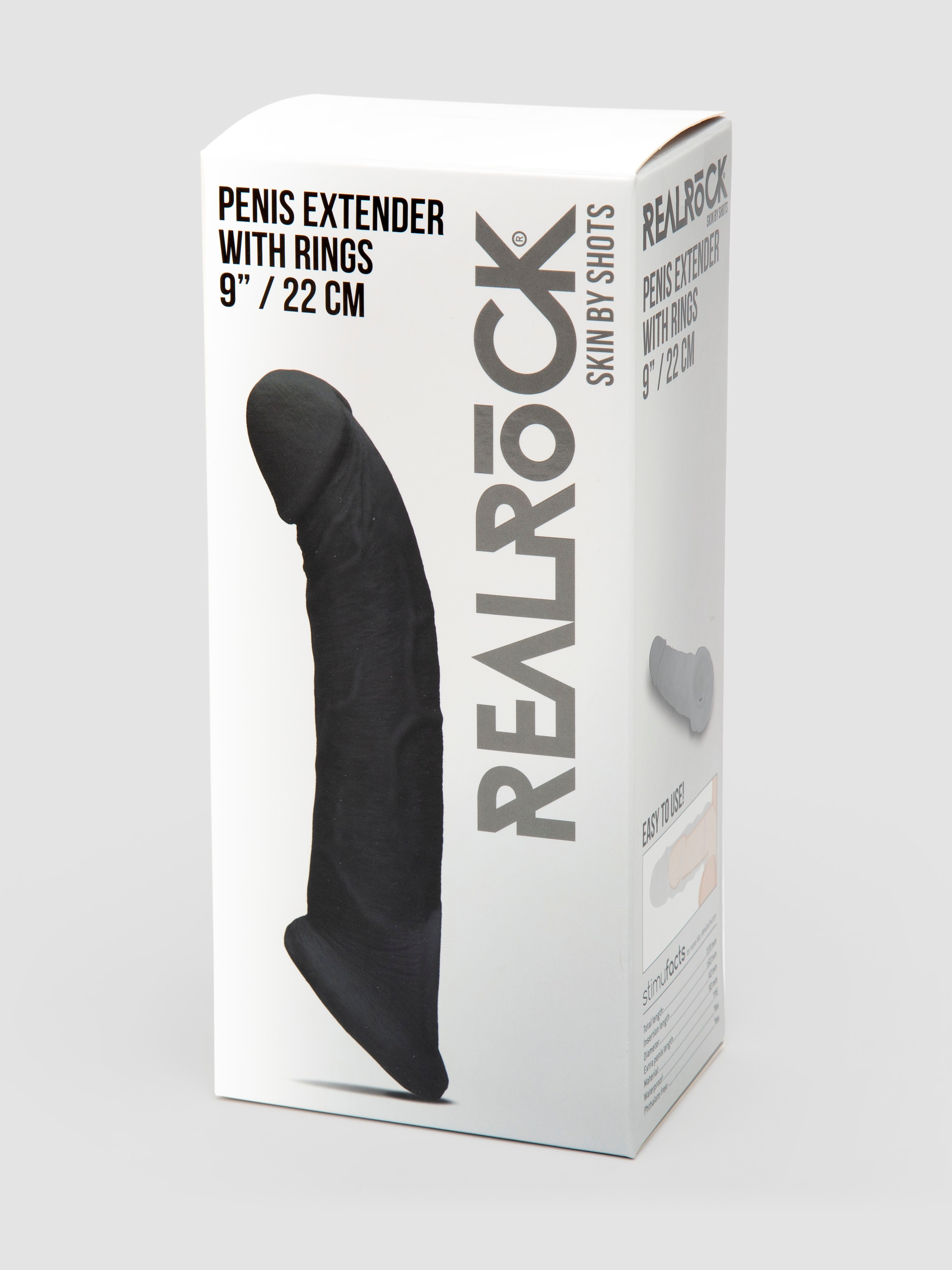 RealRock Real Feel 3 Extra Inches Penis Extender with Ball Loop, Black, hi-res