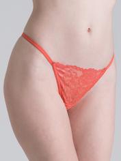Lovehoney Flirty Coral Lace G-String, Orange, hi-res