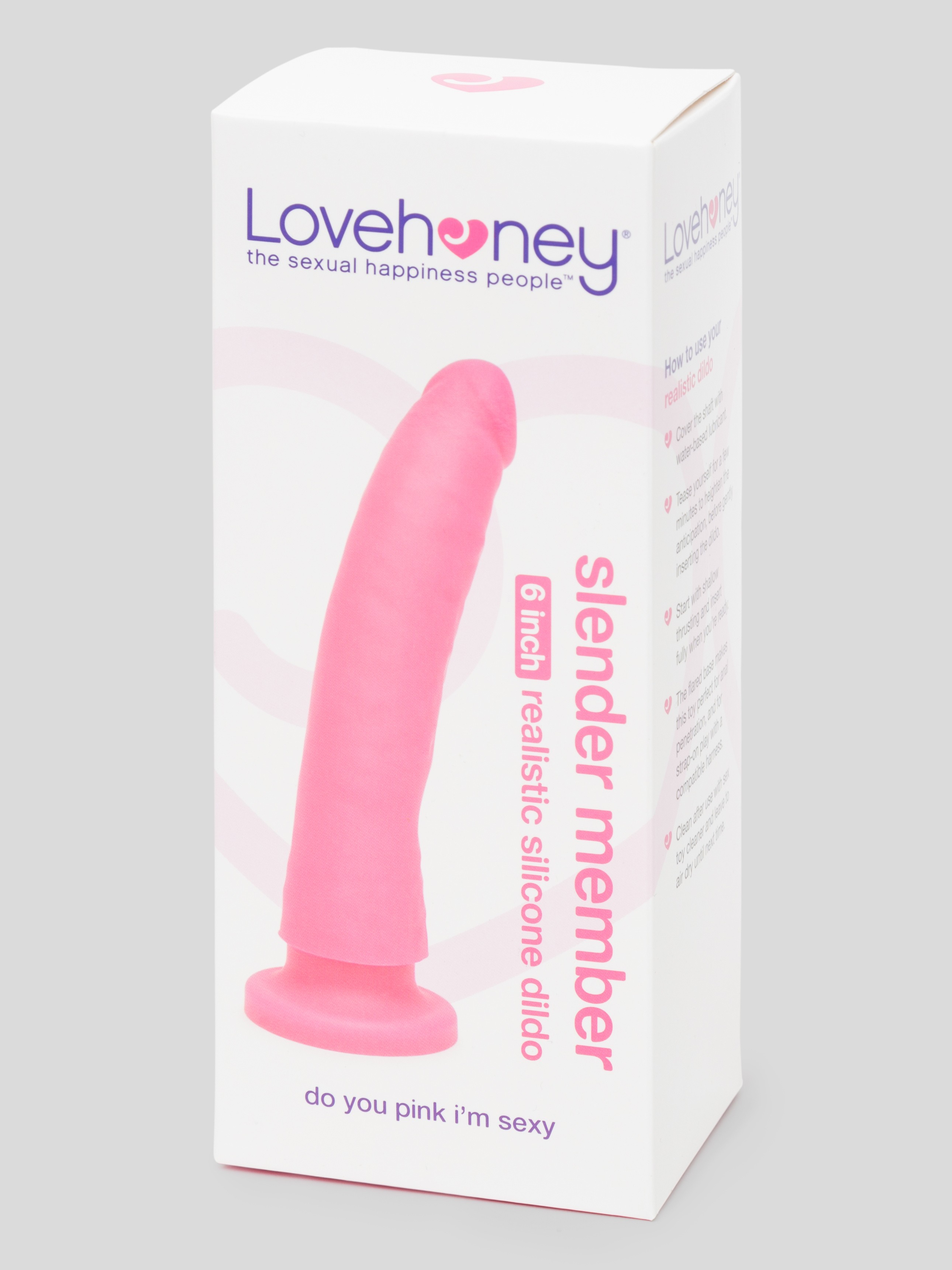 Lovehoney Realistic Slimline Silicone Suction Cup Dildo 6 Inch , Pink, hi-res