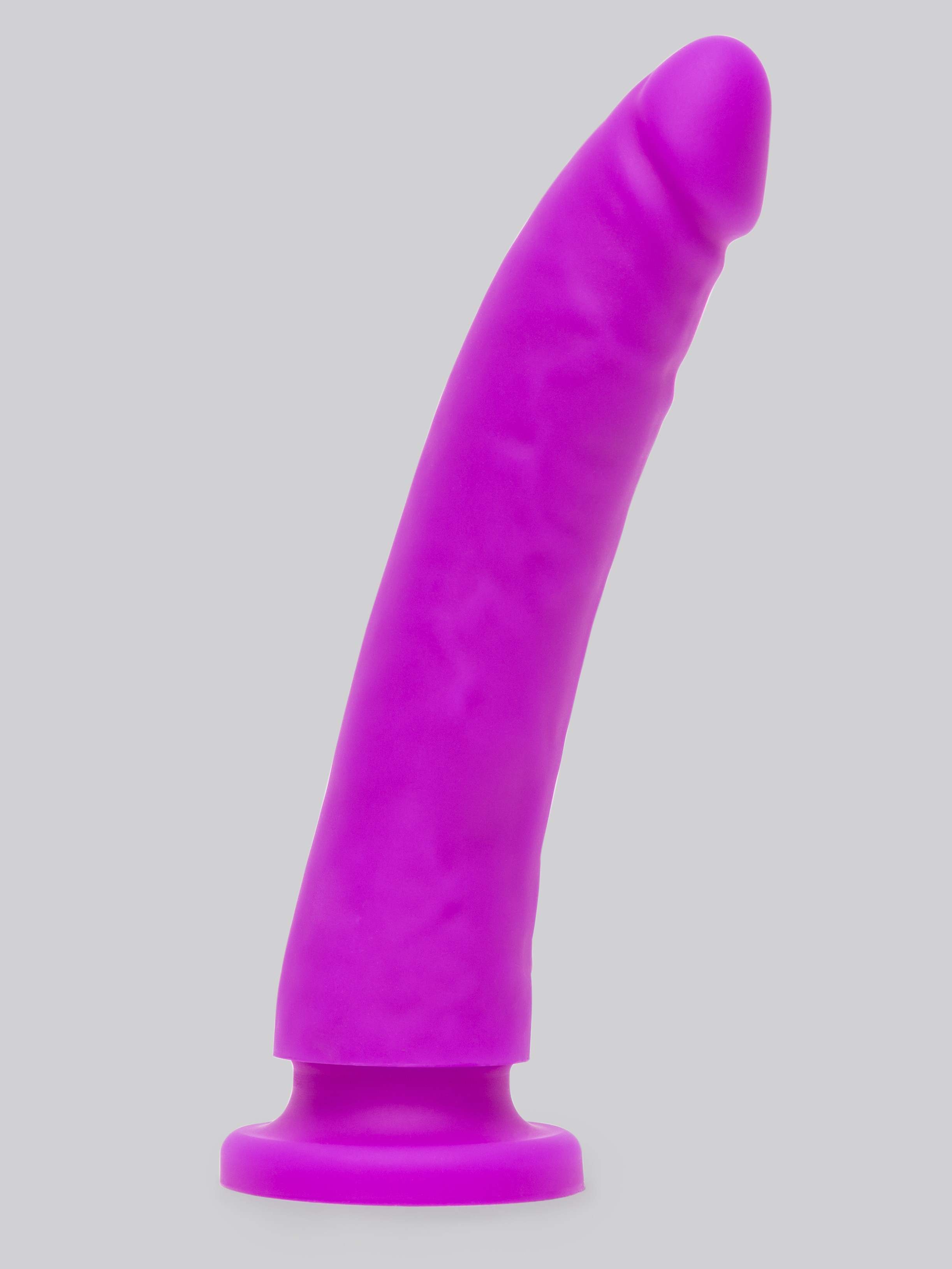 Lovehoney Realistic Slimline Silicone Suction Cup Dildo 8 Inch , Purple, hi-res