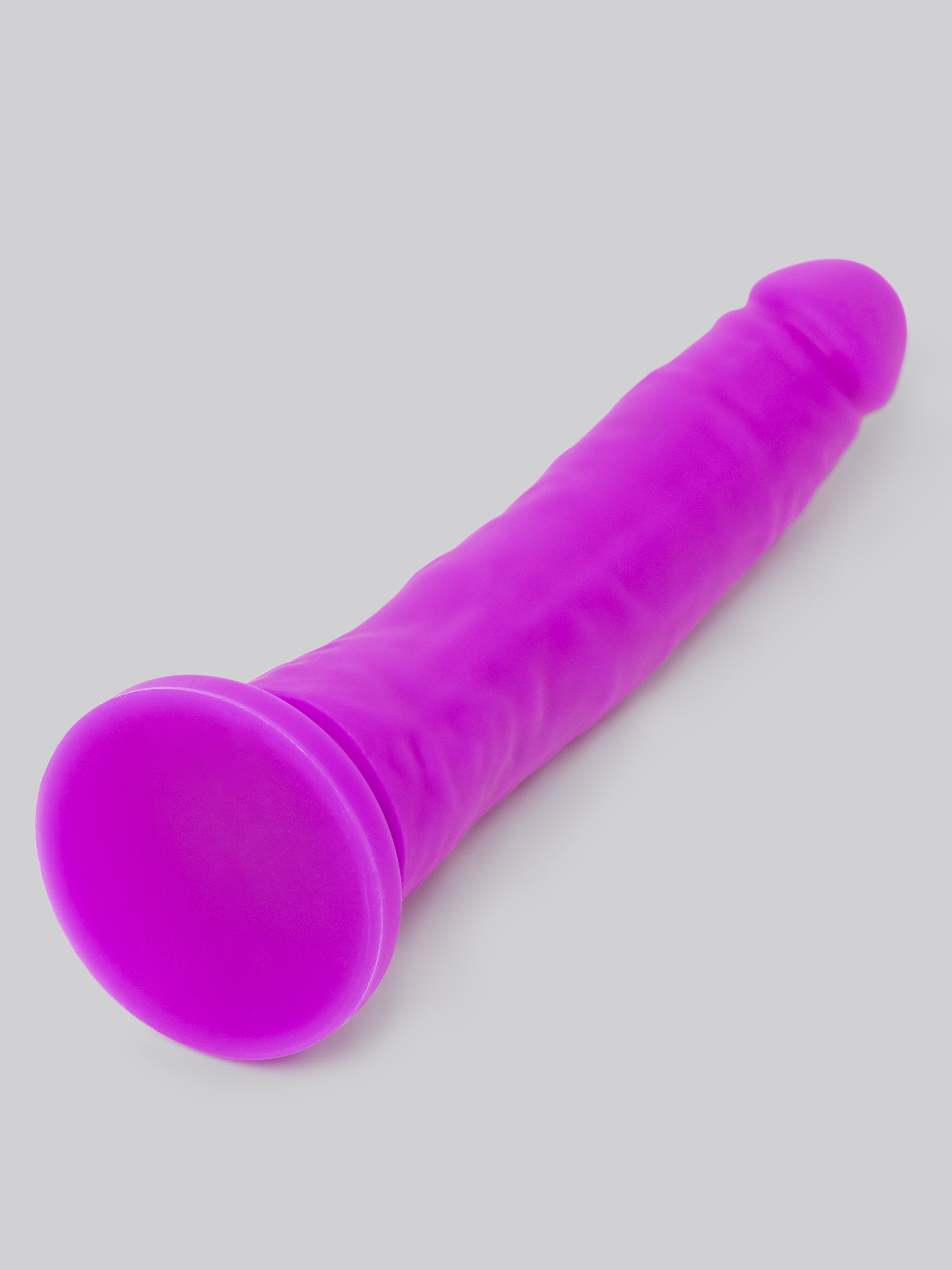 Lovehoney Realistic Slimline Silicone Suction Cup Dildo 8 Inch , Purple, hi-res
