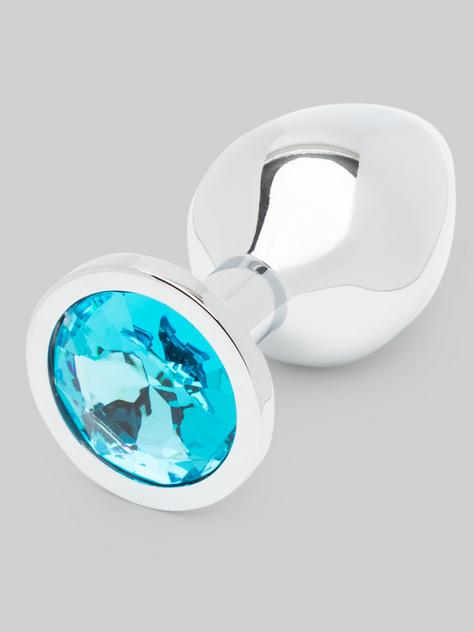 Plug anal métal base cristal moyen 8 cm bleu, Lovehoney, Bleu, hi-res
