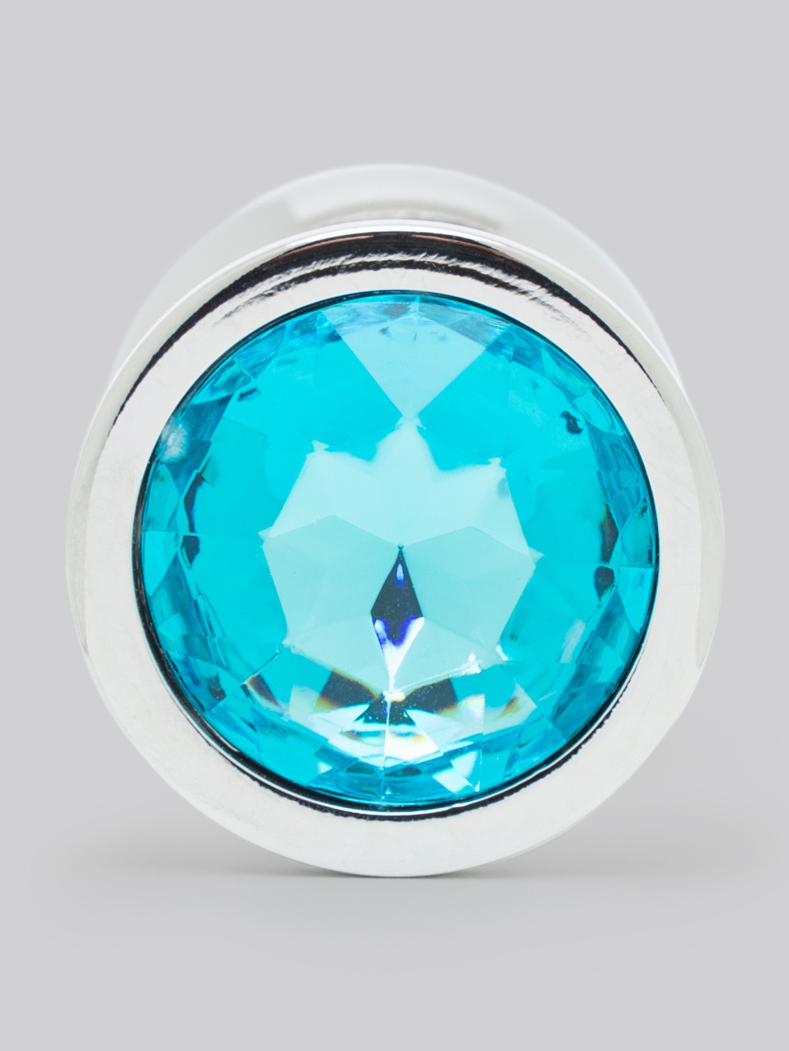 Lovehoney Jeweled Silver Aluminum Medium Butt Plug 3 Inch , Blue, hi-res