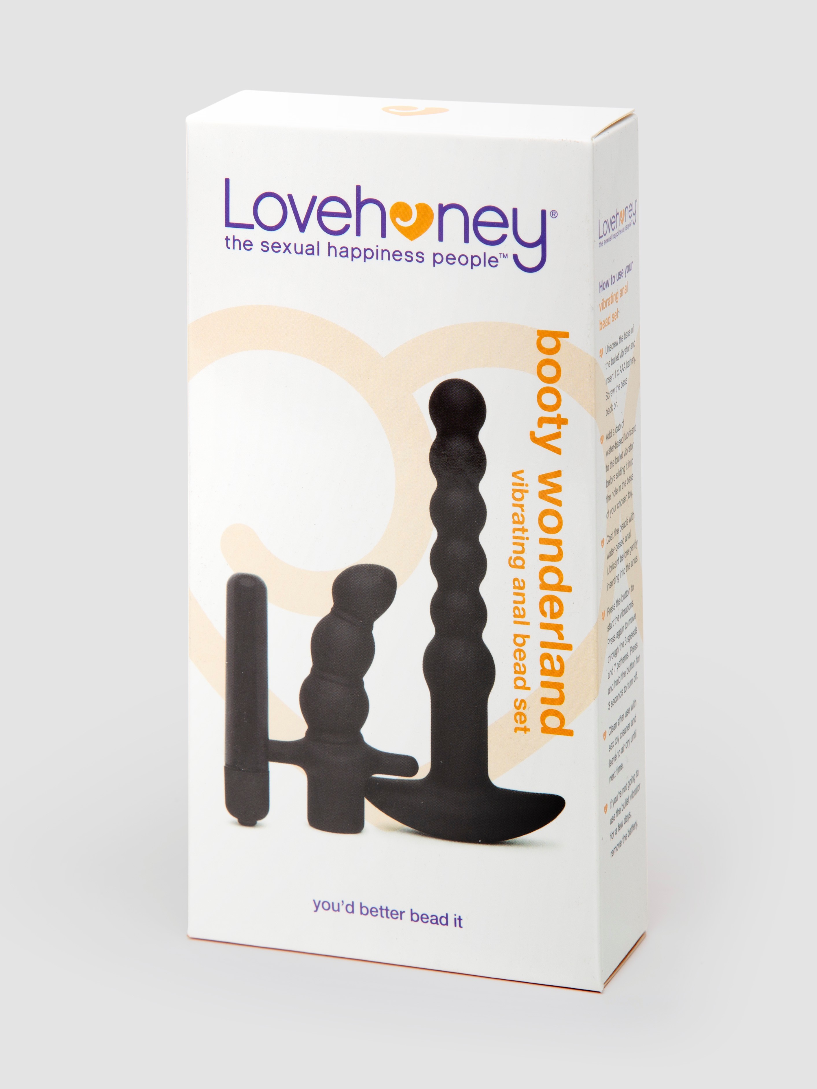 Lovehoney Booty Wonderland Vibrating Anal Beads Set , Black, hi-res
