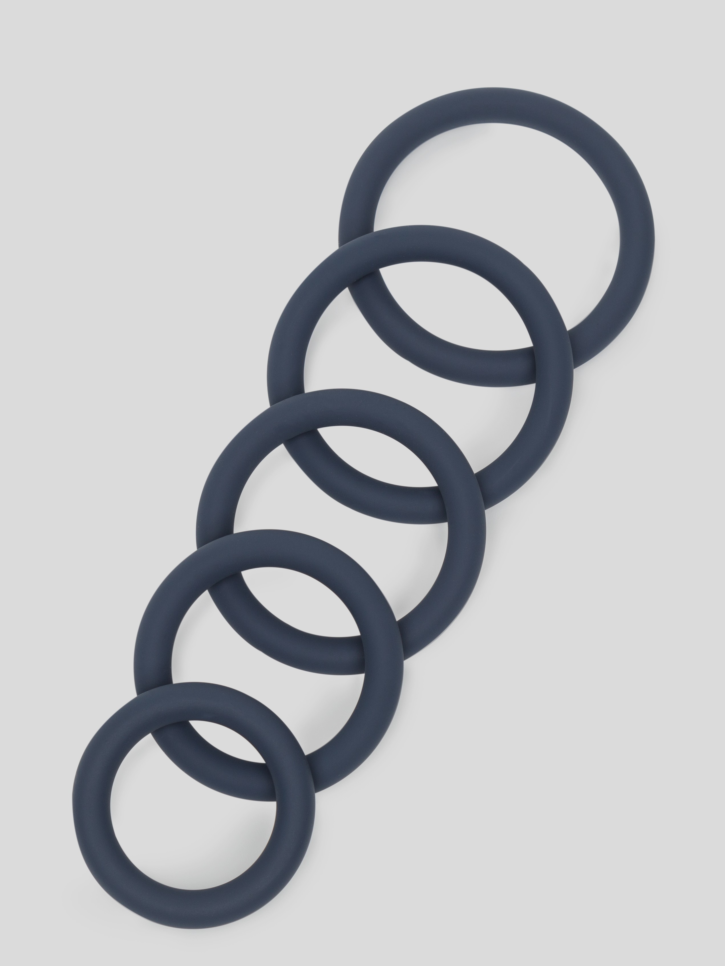 Lovehoney Silicone Cock Ring Set (5 Pack), Blue, hi-res