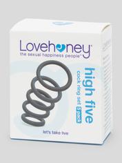 Lovehoney High Five Silicone Cock Ring Set (5 Pack), Blue, hi-res