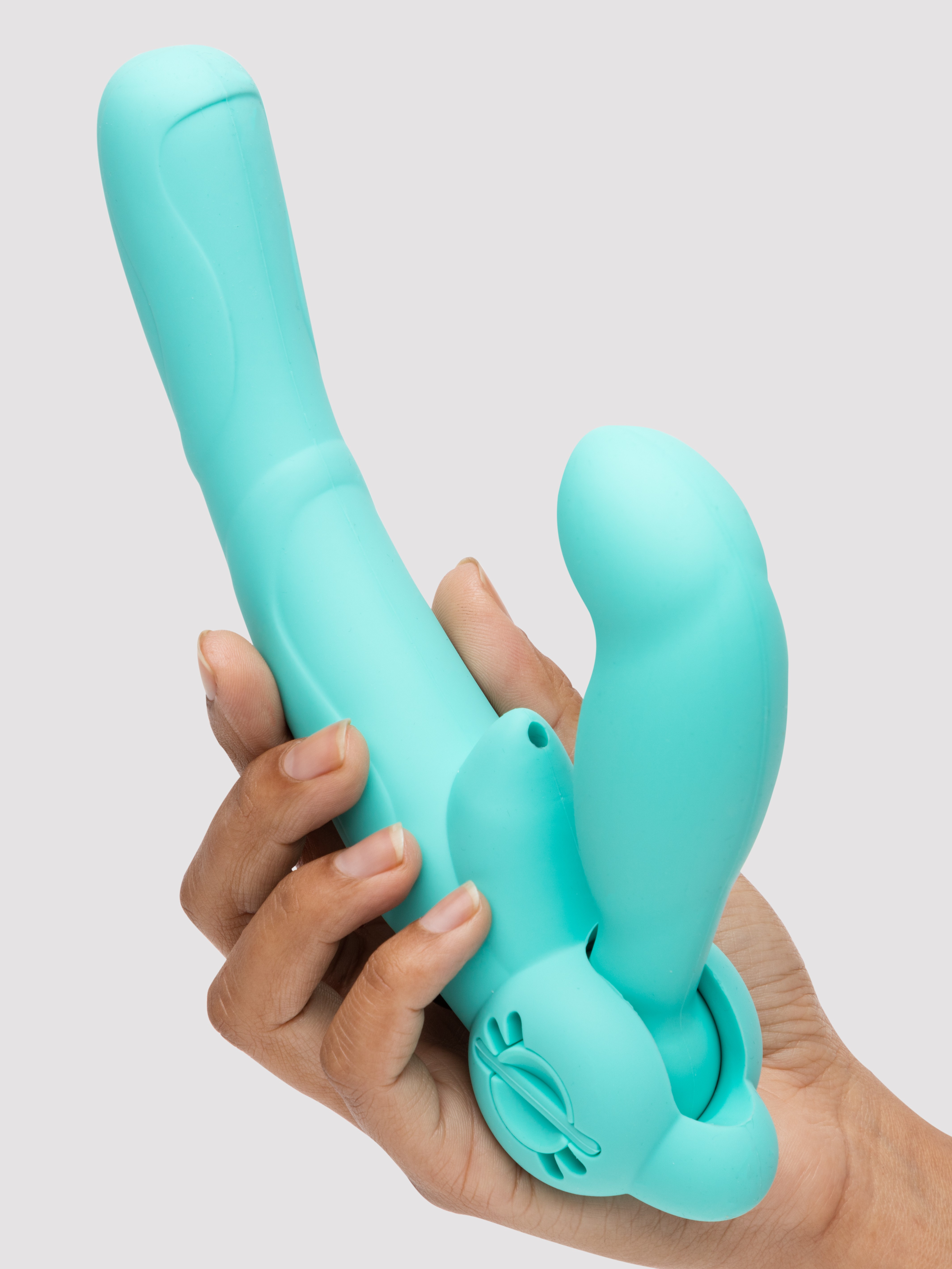 Lovehoney Double Delight Rechargeable Vibrating Strapless Strap-On, Green, hi-res