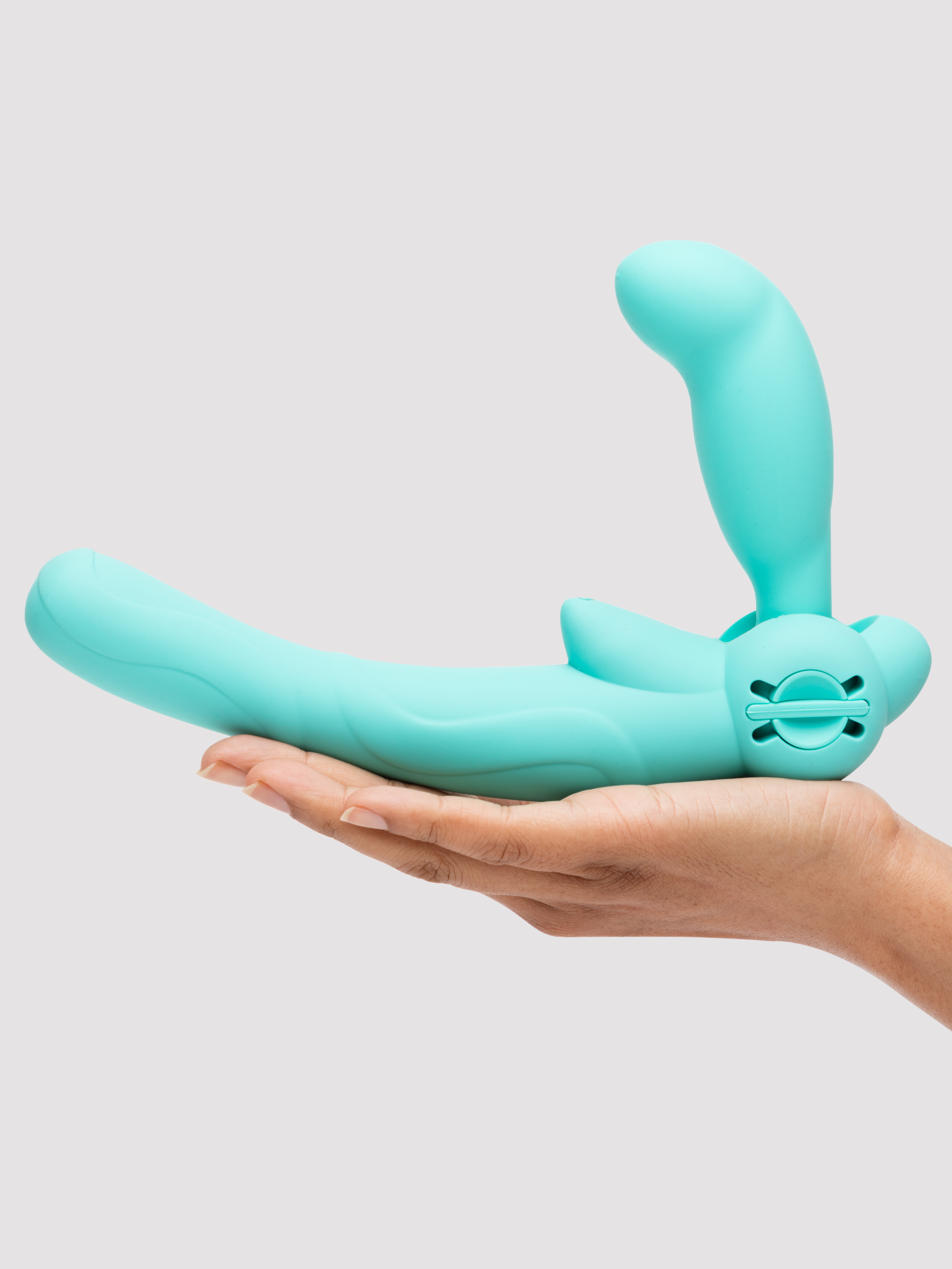 Lovehoney Double Delight Rechargeable Vibrating Strapless Strap-On, Green, hi-res