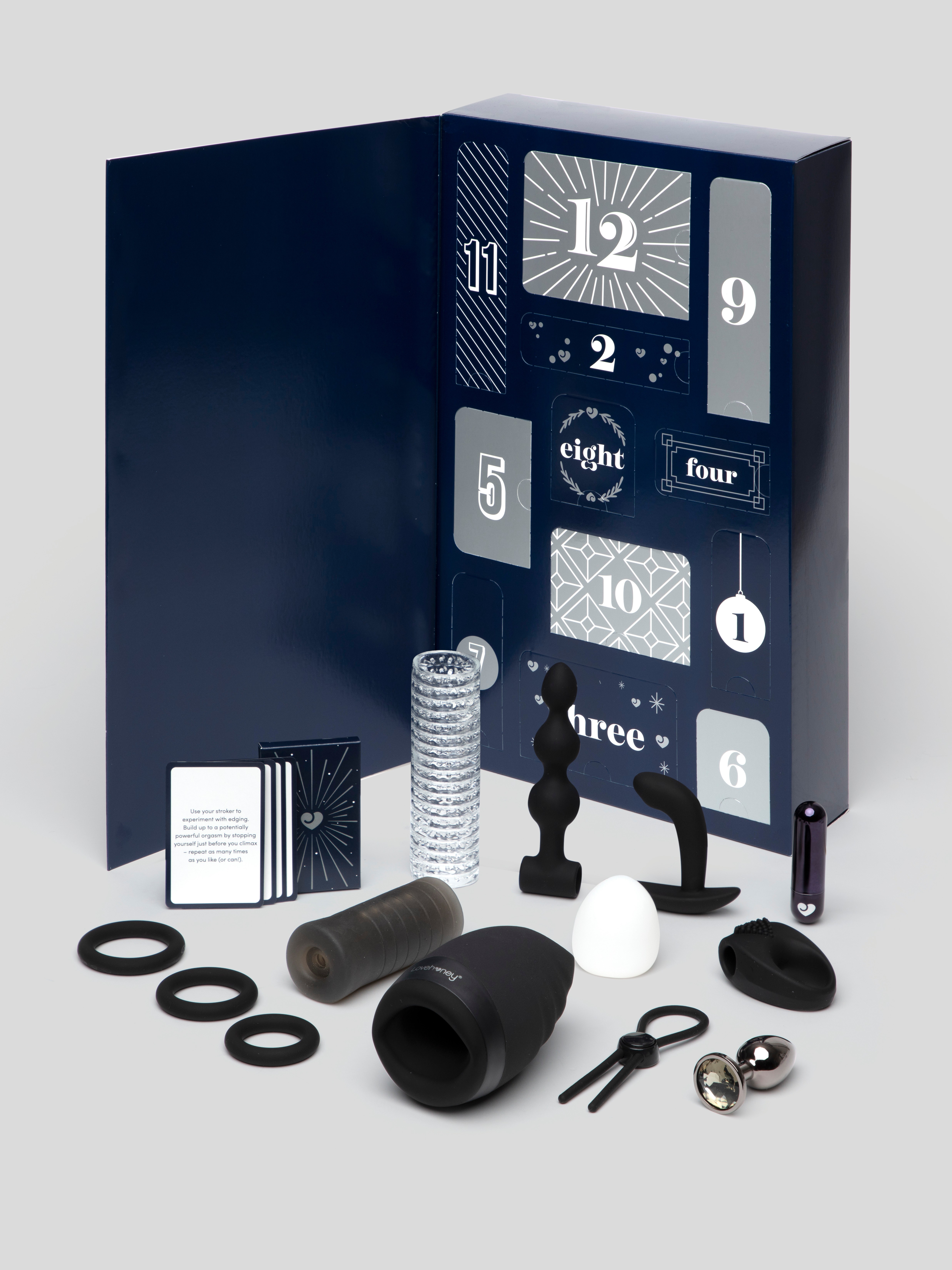 Lovehoney 12 Days of Play Sex Toy Gift Set for Men, Black, hi-res