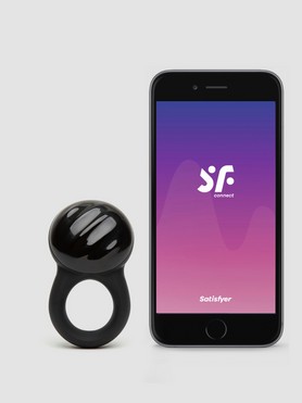 Satisfyer Signet App Controlled Rechargeable Vibrating Cock Ring, Black, hi-res