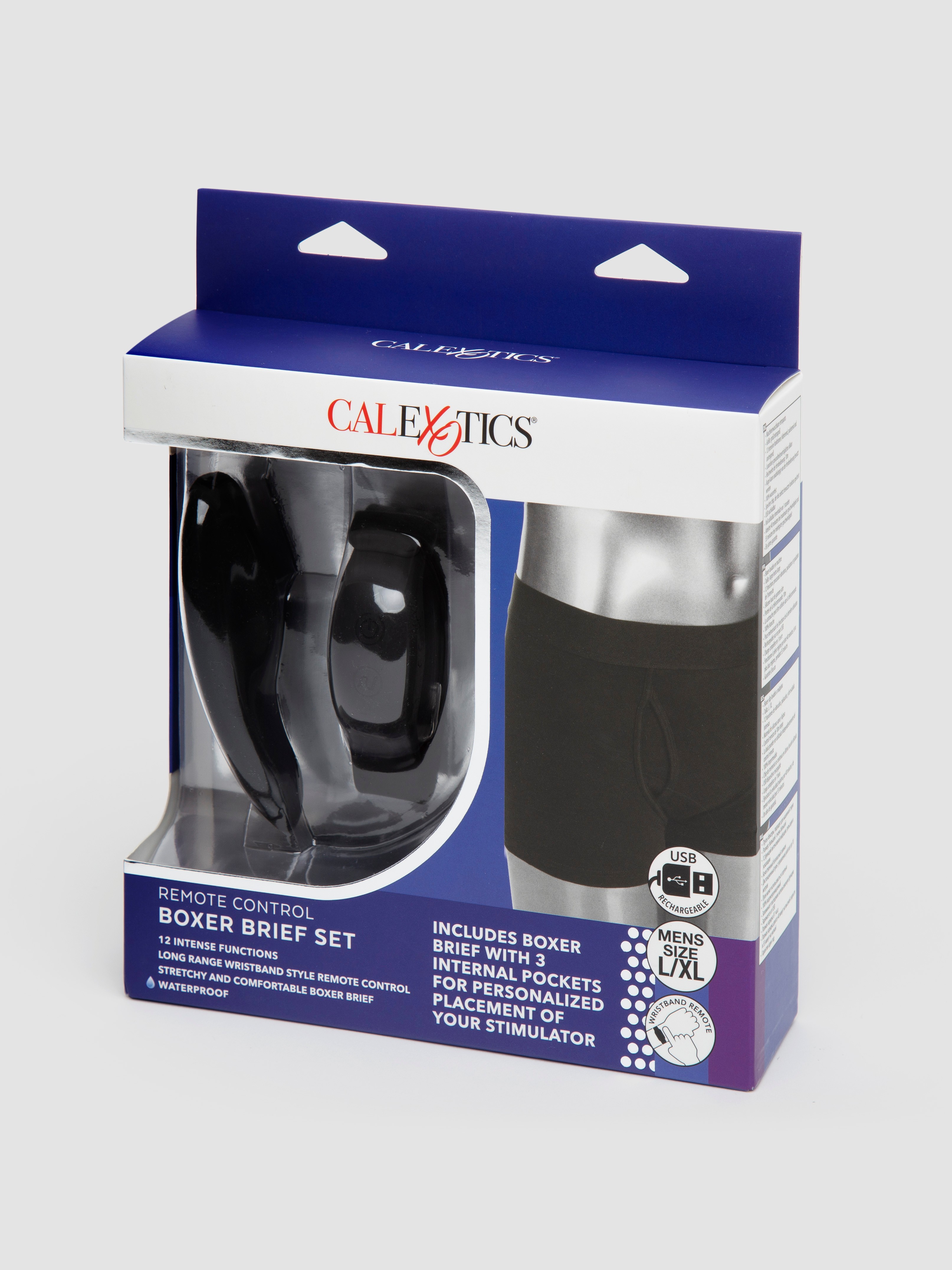 Remote Control Rechargeable Vibrating Boxers Set, Black, hi-res